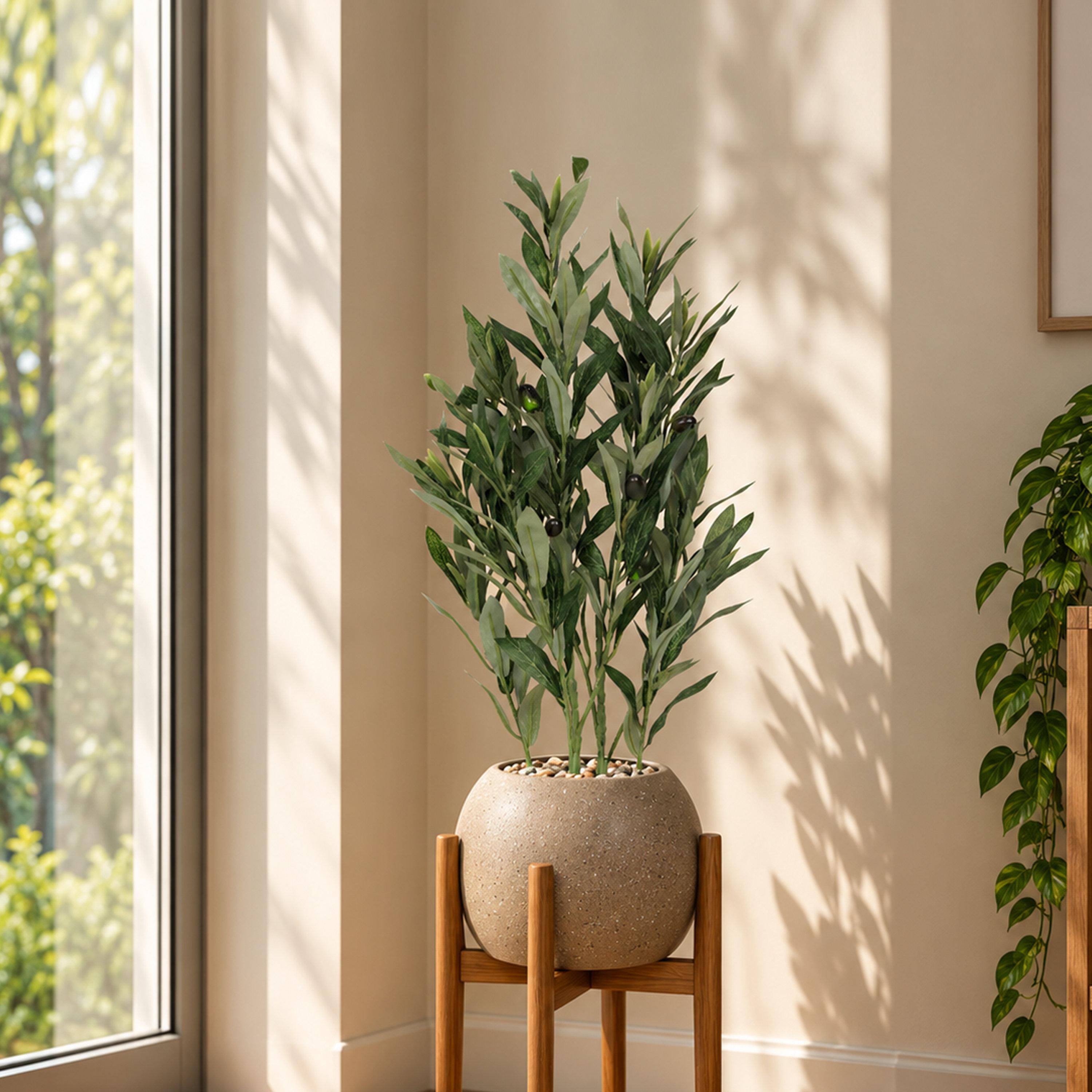 نبتة زيتون صناعية في أصيص من ماريا هومز-household-gardenandoutdoor-artificialflowersandplants-flowers-image-1