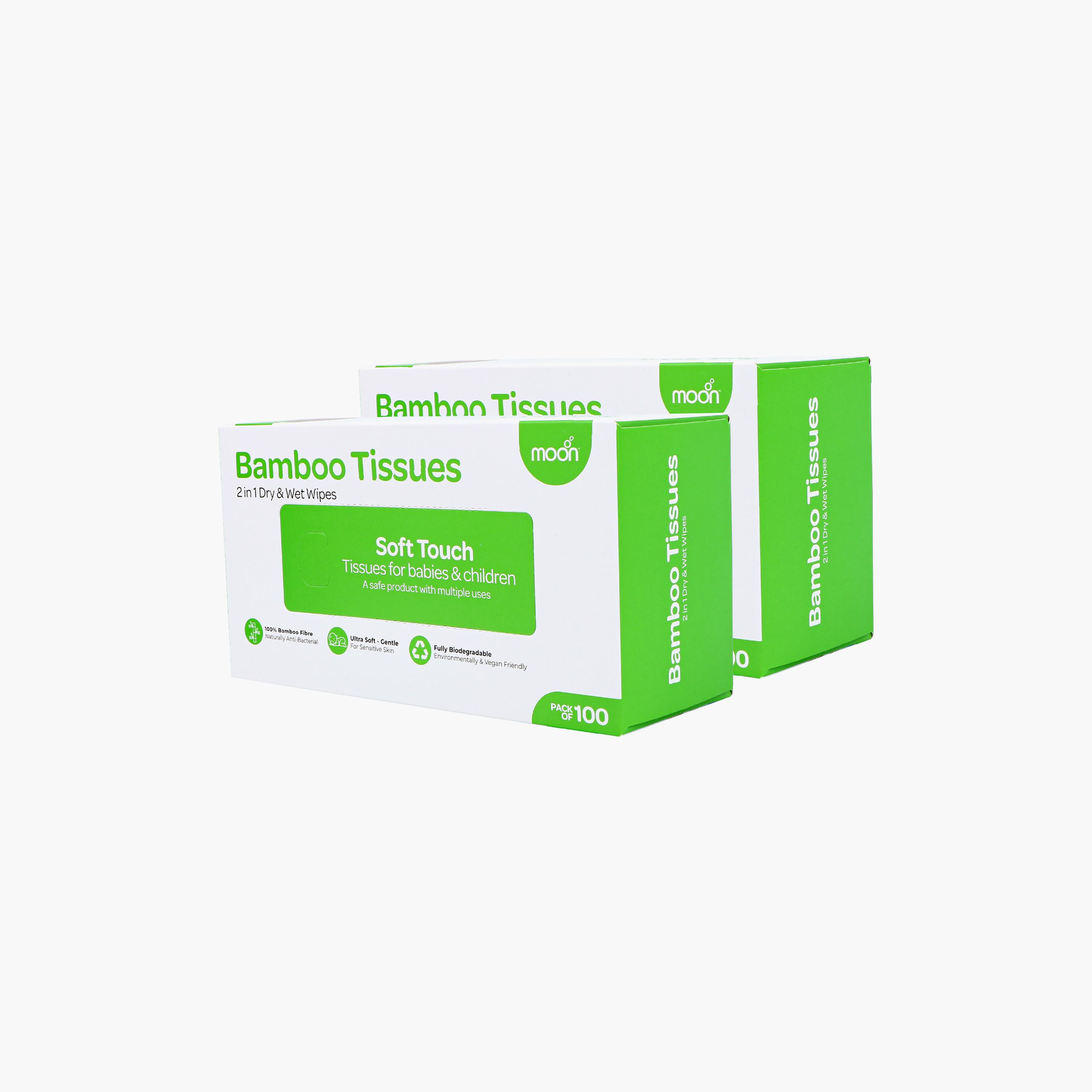 مناديل بامبو 2 في 1 جافة ومبللة 200 قطعة من مون-baby-diapering-babywipes-image-1