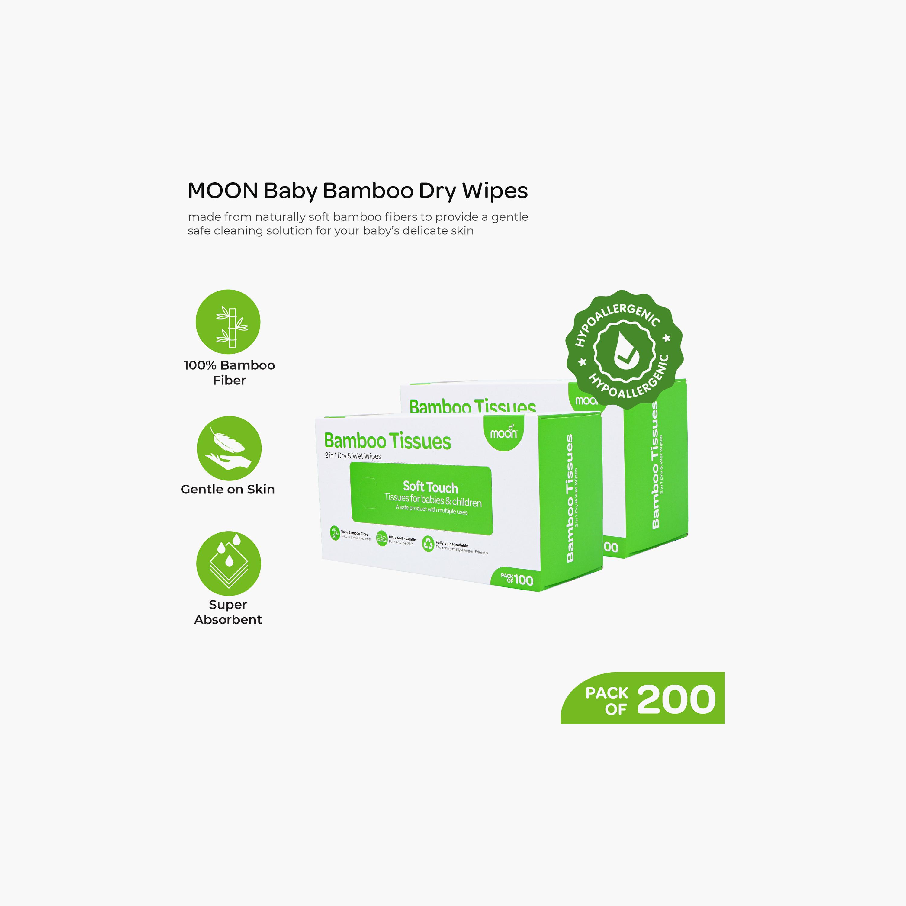 مناديل بامبو 2 في 1 جافة ومبللة 200 قطعة من مون-baby-diapering-babywipes-image-3