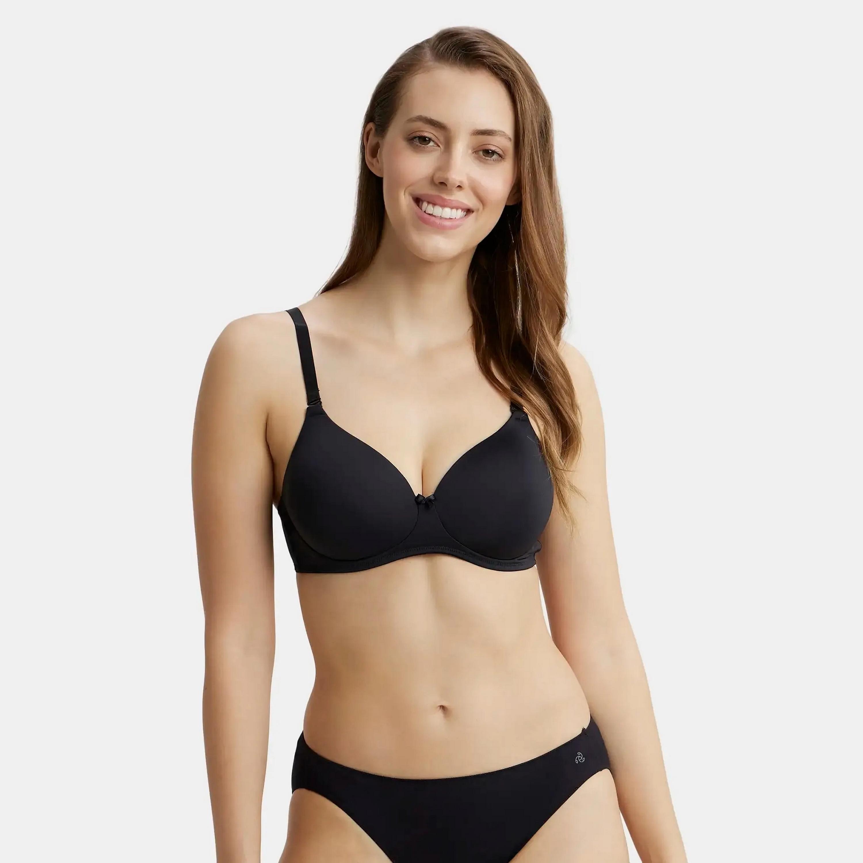 حمالة صدر نسائية سوداء مبطنة سادة بدون أسلاك من جوكي-women-clothing-lingerie-bras-image-1