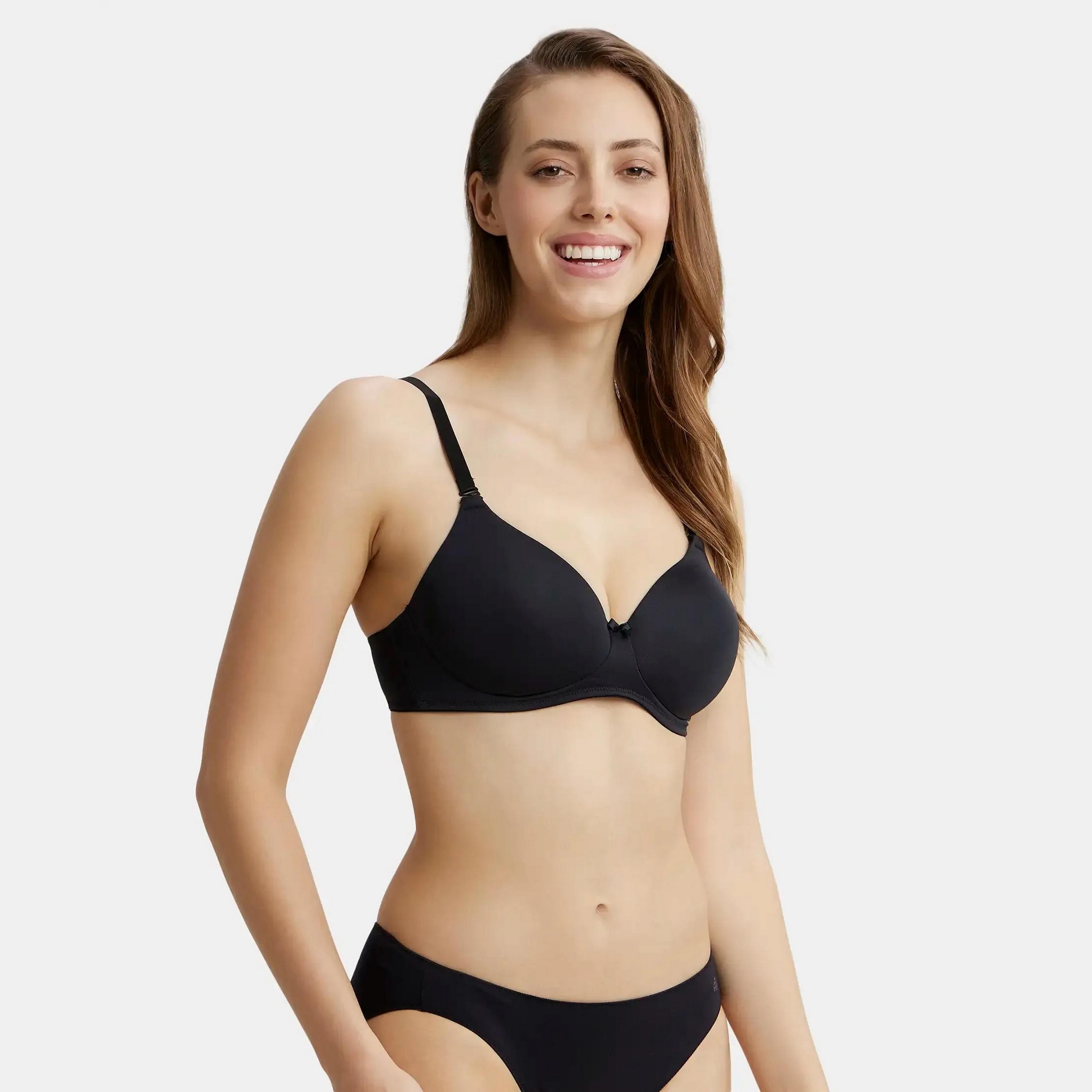 حمالة صدر نسائية سوداء مبطنة سادة بدون أسلاك من جوكي-women-clothing-lingerie-bras-image-3