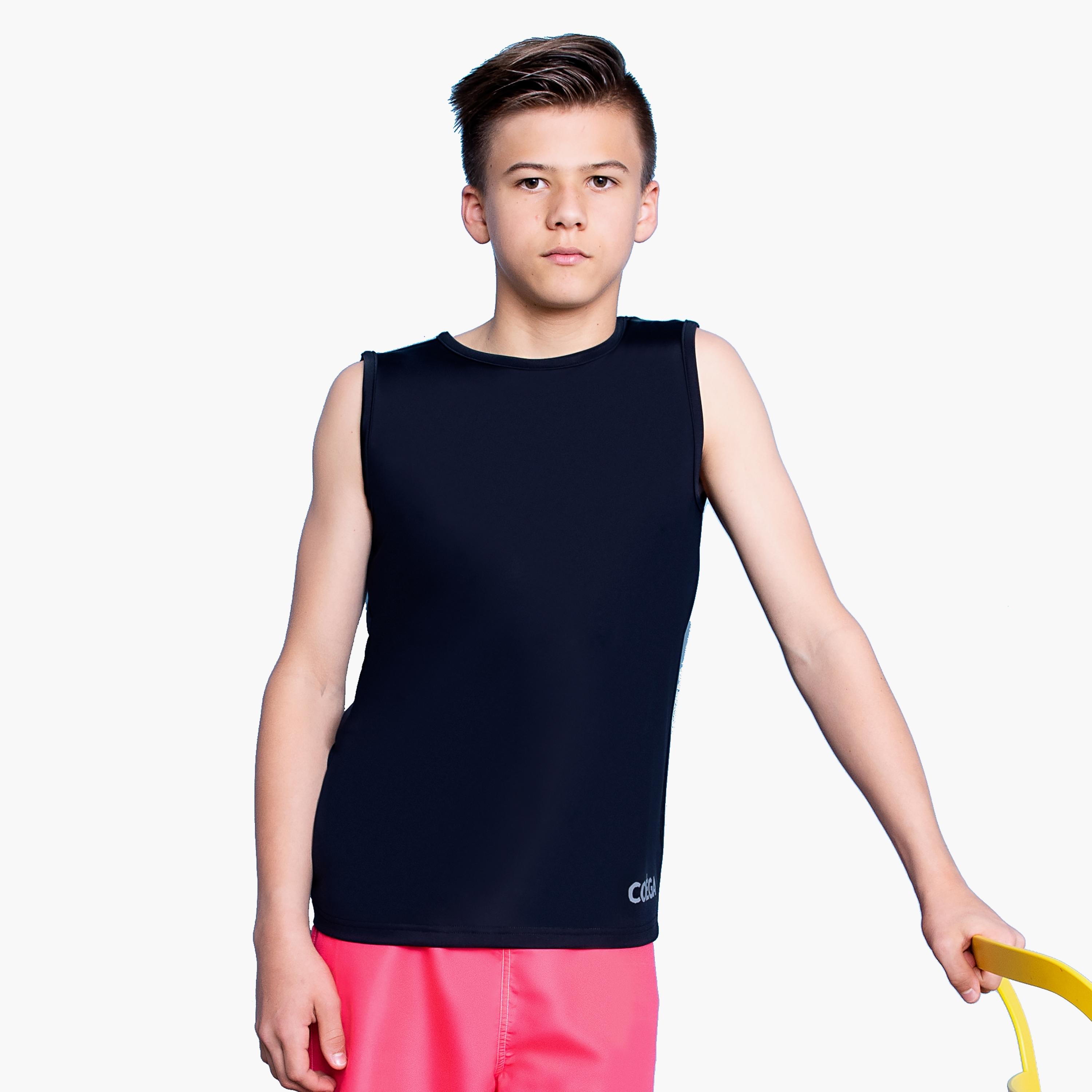 COEGA Sunwear Boys Youth Rashguard Sleeveless, Black-sports-gear-swimming-boy-image-1
