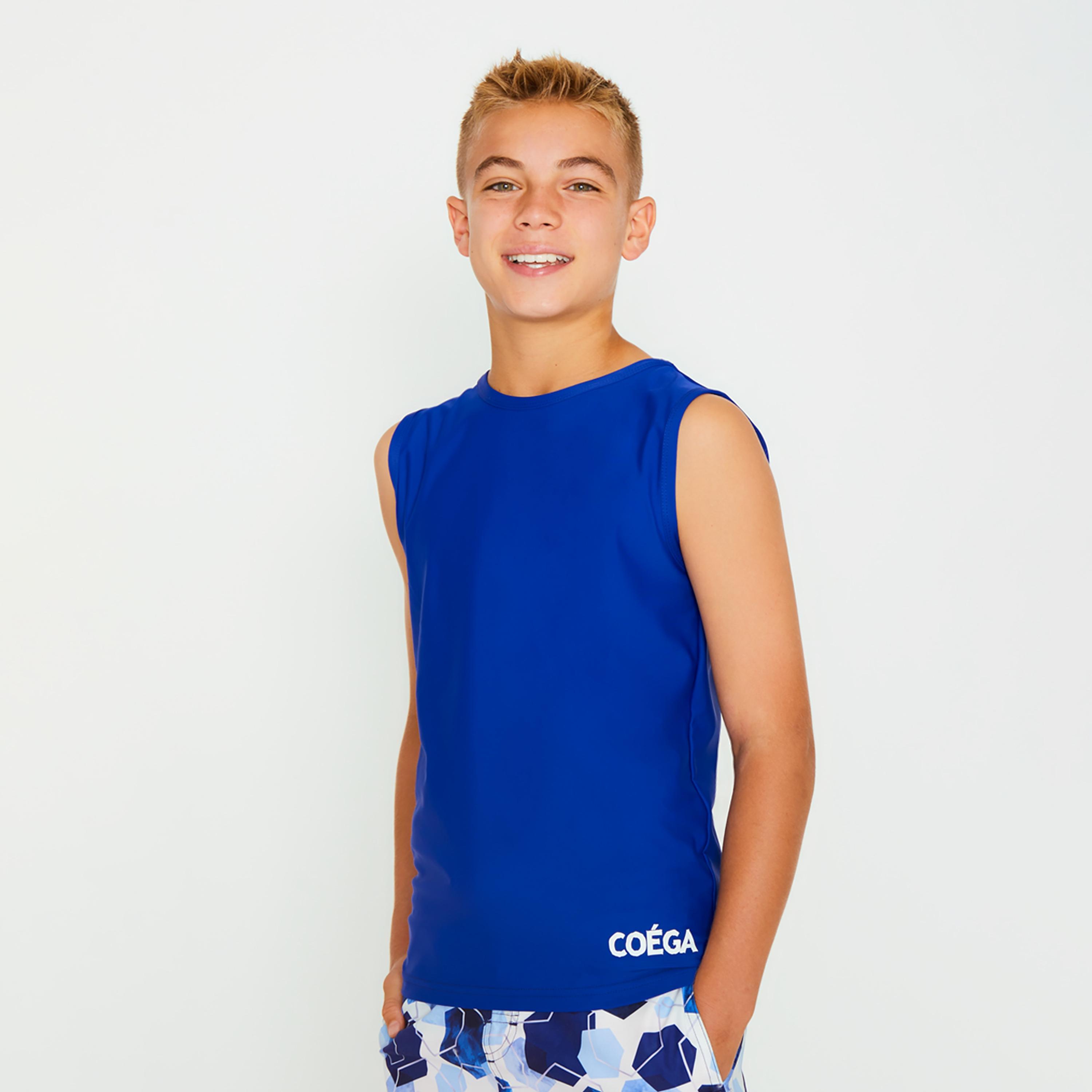 COEGA Sunwear Boys Youth Rashguard Sleeveless, Navy Watercolour Hexagons-sports-gear-swimming-boy-image-2