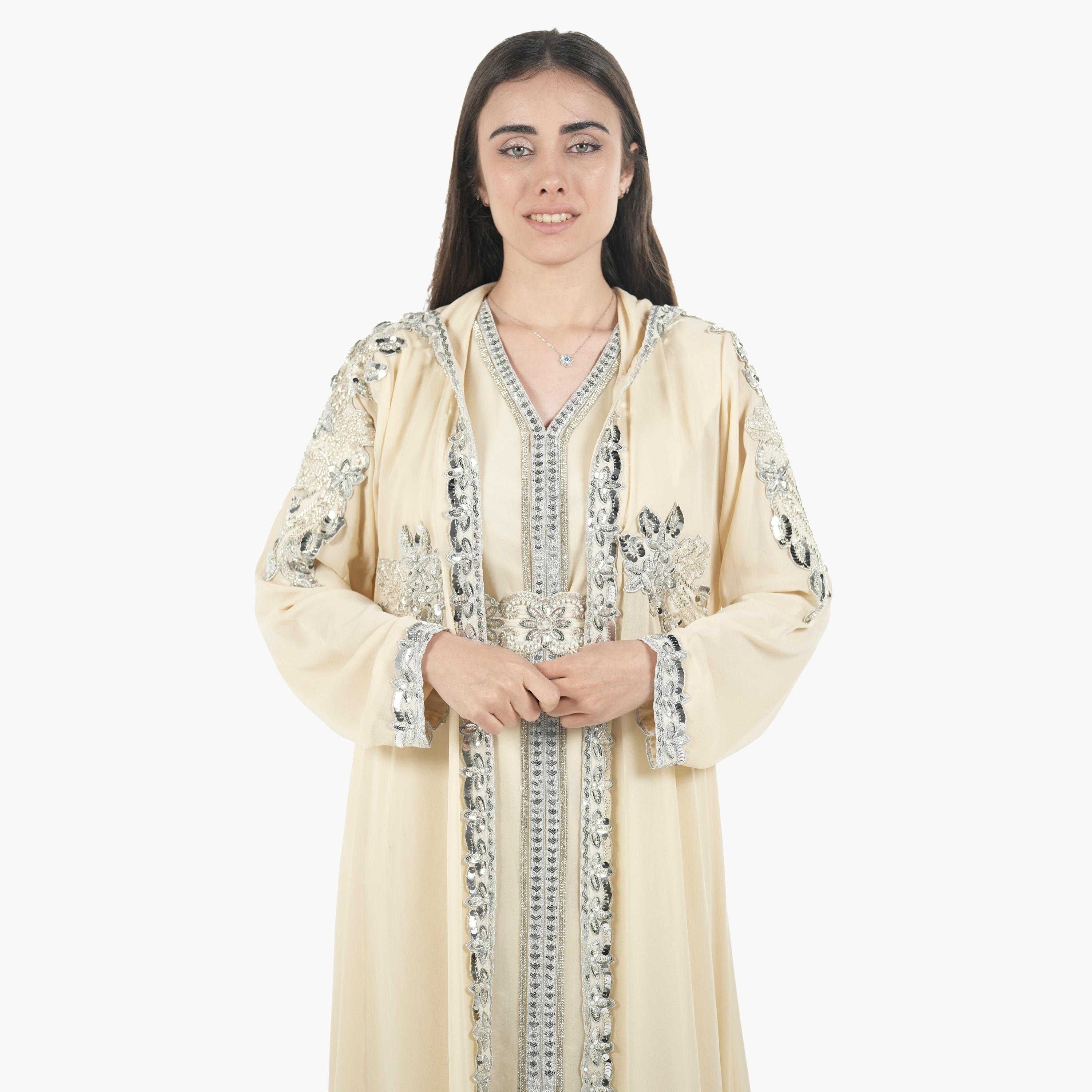 جلابية مغربية نسائية بخرز وغطاء رأس وحزام قماش كريب من البنت الشرقية-women-arabicclothing-jalabiyas-image-10