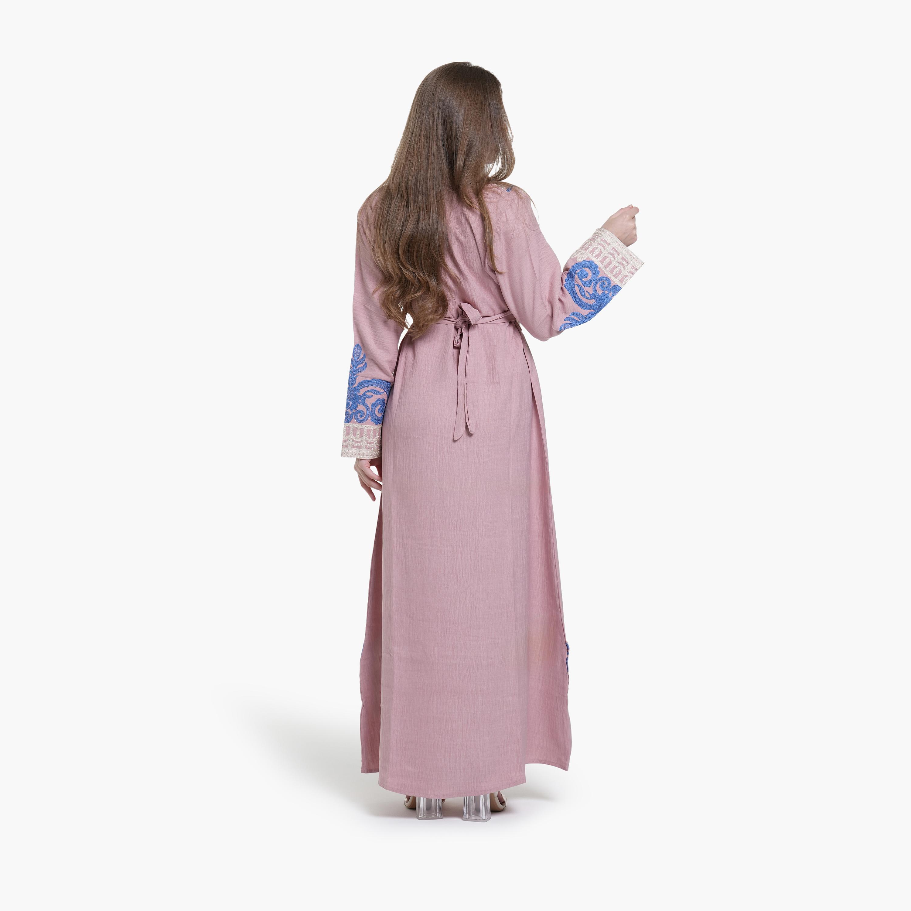 جلابية نسائية بتطريز قماش كتان من البنت الشرقية-women-arabicclothing-jalabiyas-image-4