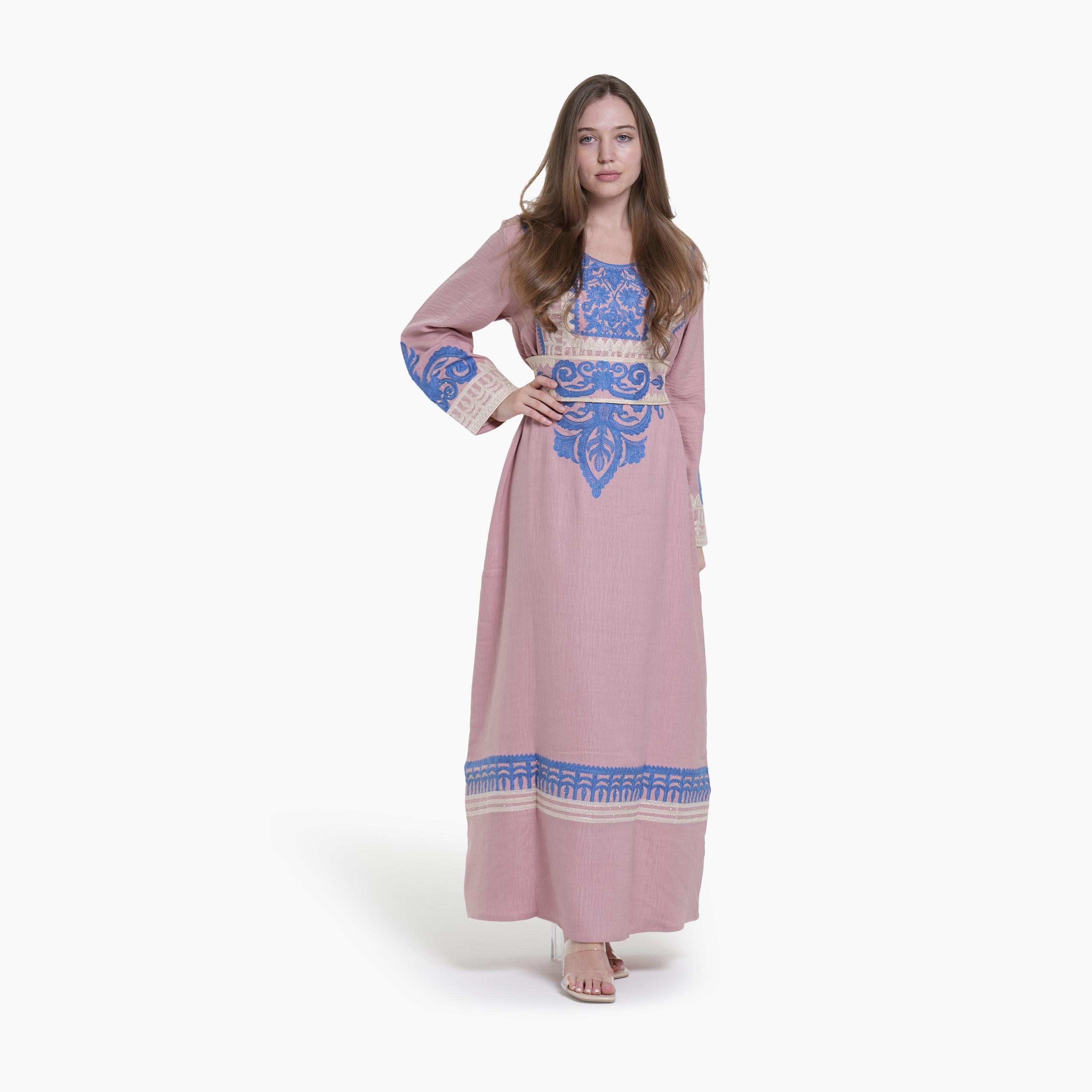 جلابية نسائية بتطريز قماش كتان من البنت الشرقية-women-arabicclothing-jalabiyas-image-5