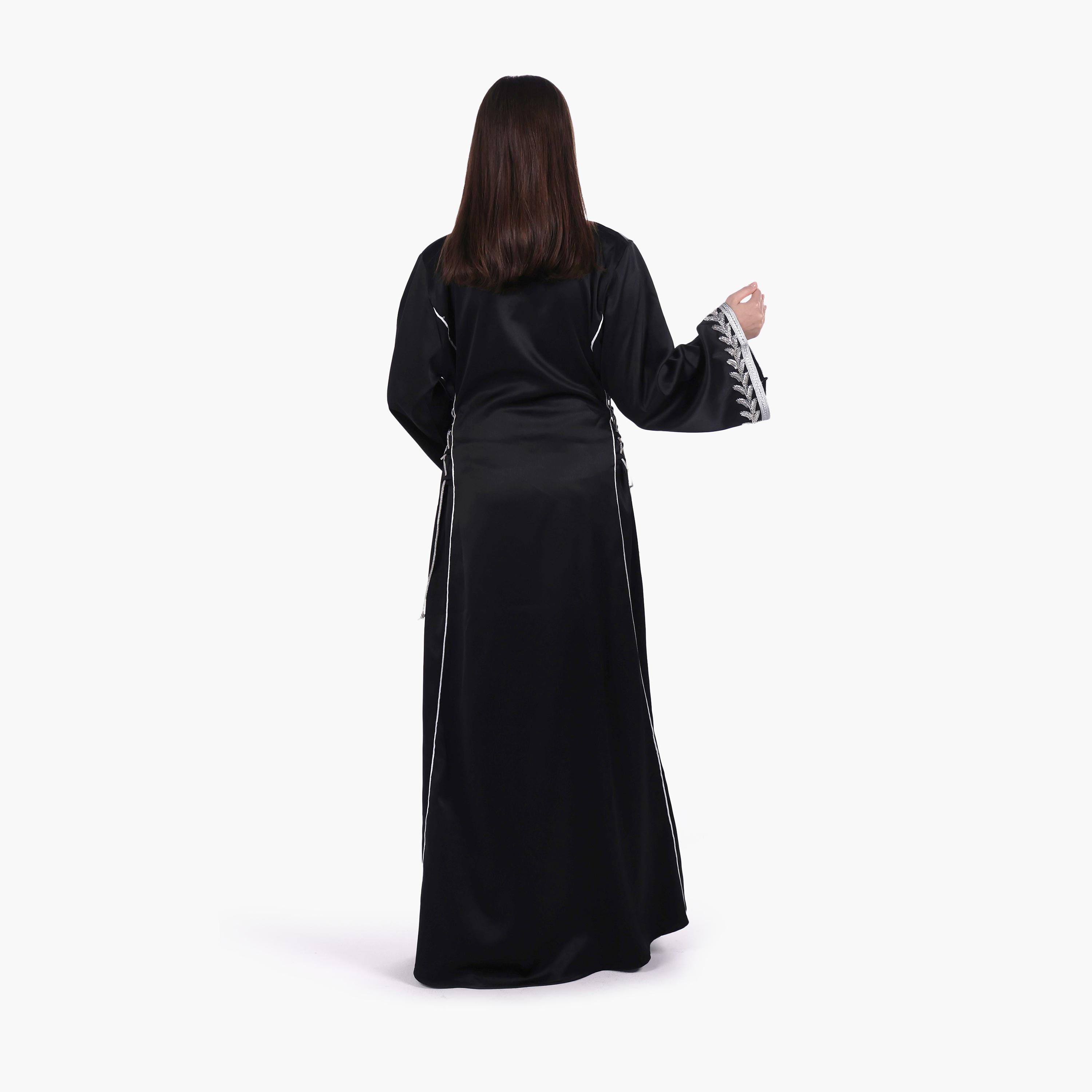 AL BENT AL SHARQIEH Beaded Yoke Flared Sleeves Satin Women's Evening Jalabiya-women-arabicclothing-jalabiyas-image-5