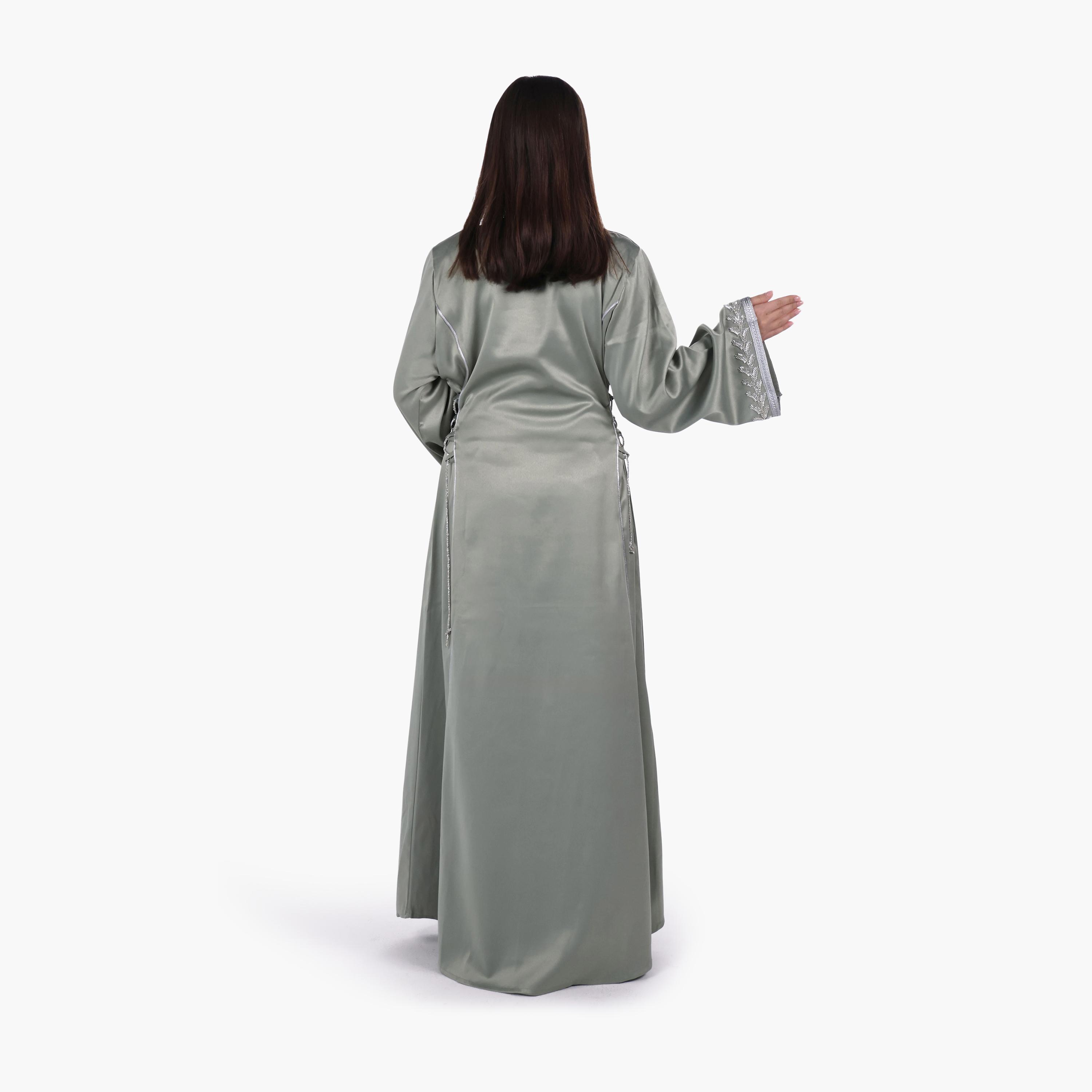 جلابية سهرة نسائية بصديرية مزينة بالخرز وأكمام واسعة قماش ساتان من البنت الشرقية-women-arabicclothing-jalabiyas-image-5