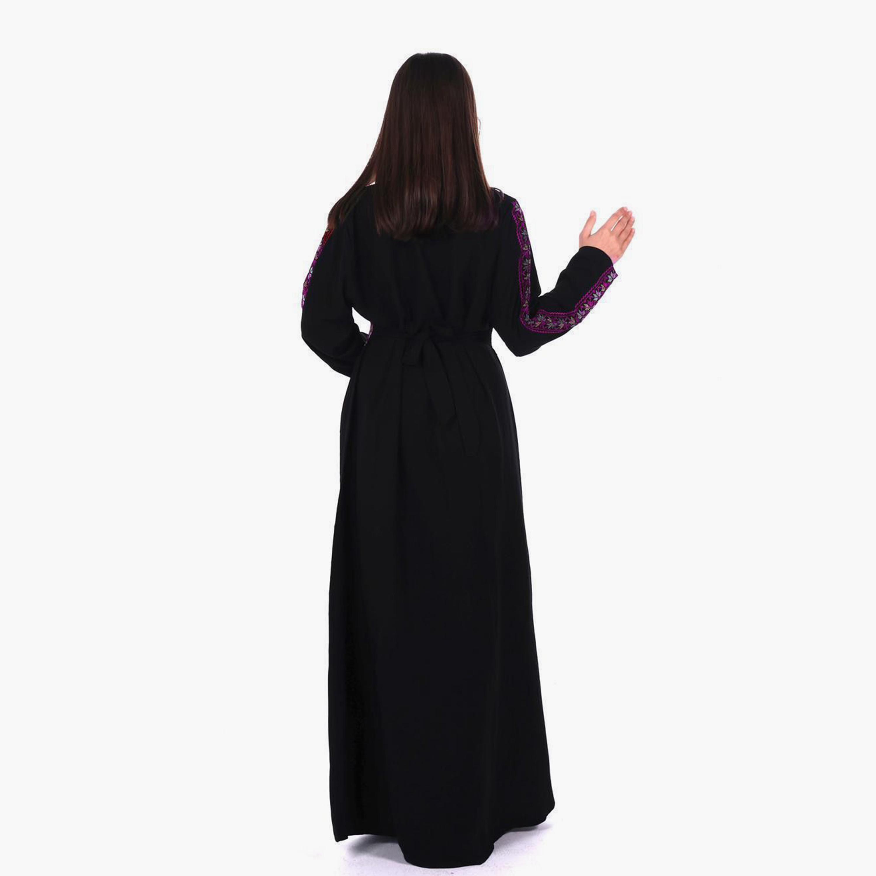 جلابية نسائية بتطريز فلاحي وحزام قماش كريب من البنت الشرقية-women-arabicclothing-jalabiyas-image-4