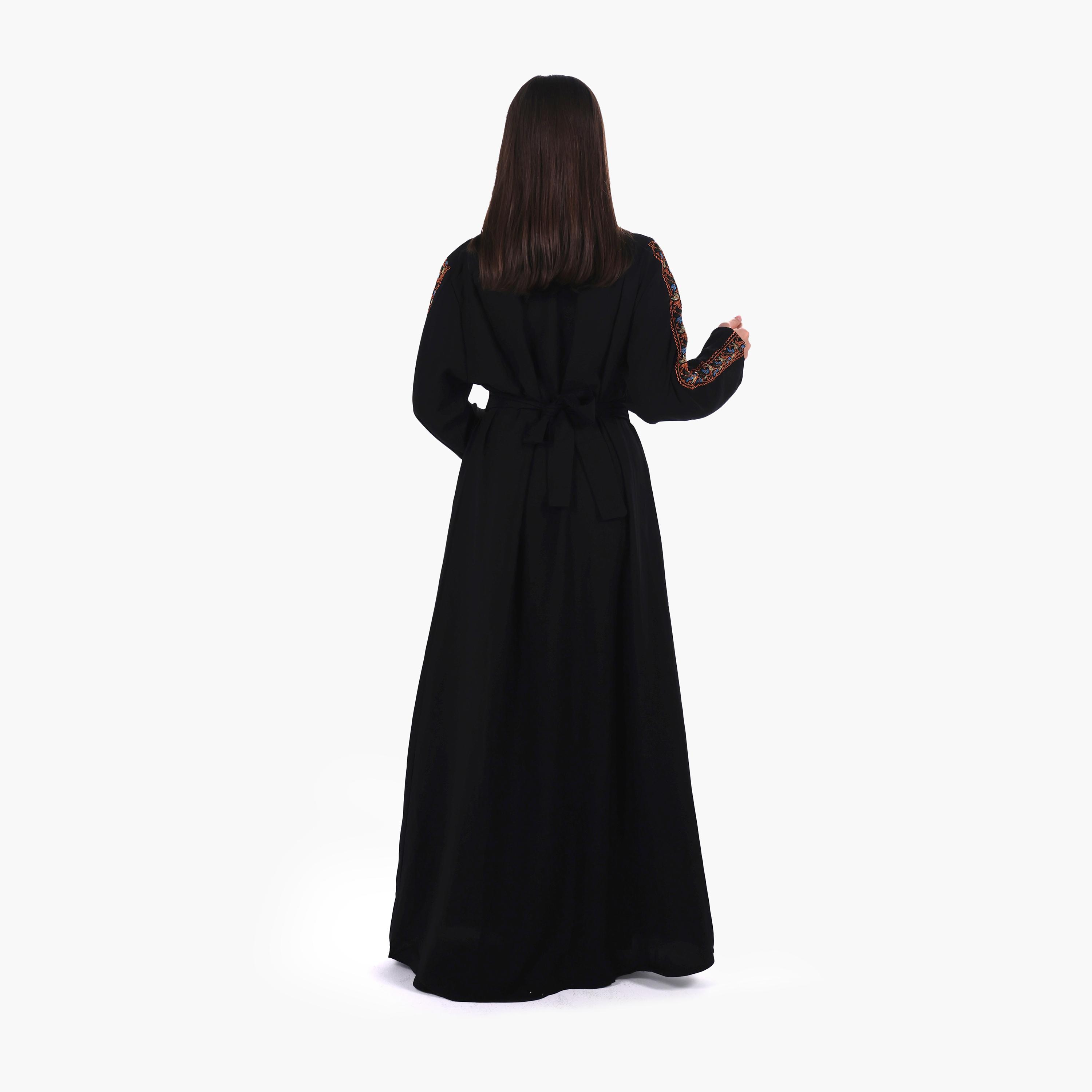 جلابية نسائية بتطريز فلاحي وحزام قماش كريب من البنت الشرقية-women-arabicclothing-jalabiyas-image-3