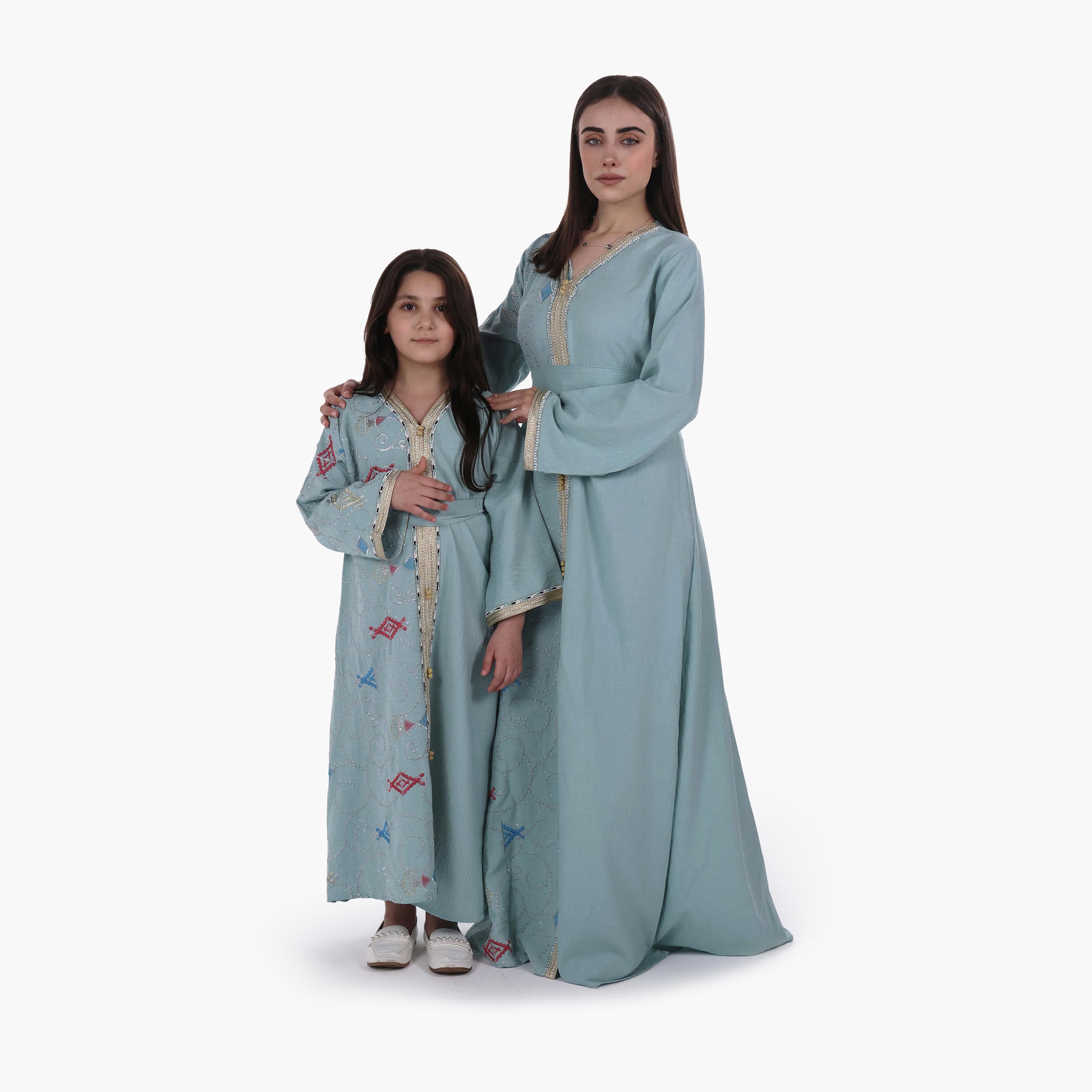 AL BENT AL SHARQIEH Embroidered Linen Women's Jalabiya with Belt-women-arabicclothing-jalabiyas-image-2