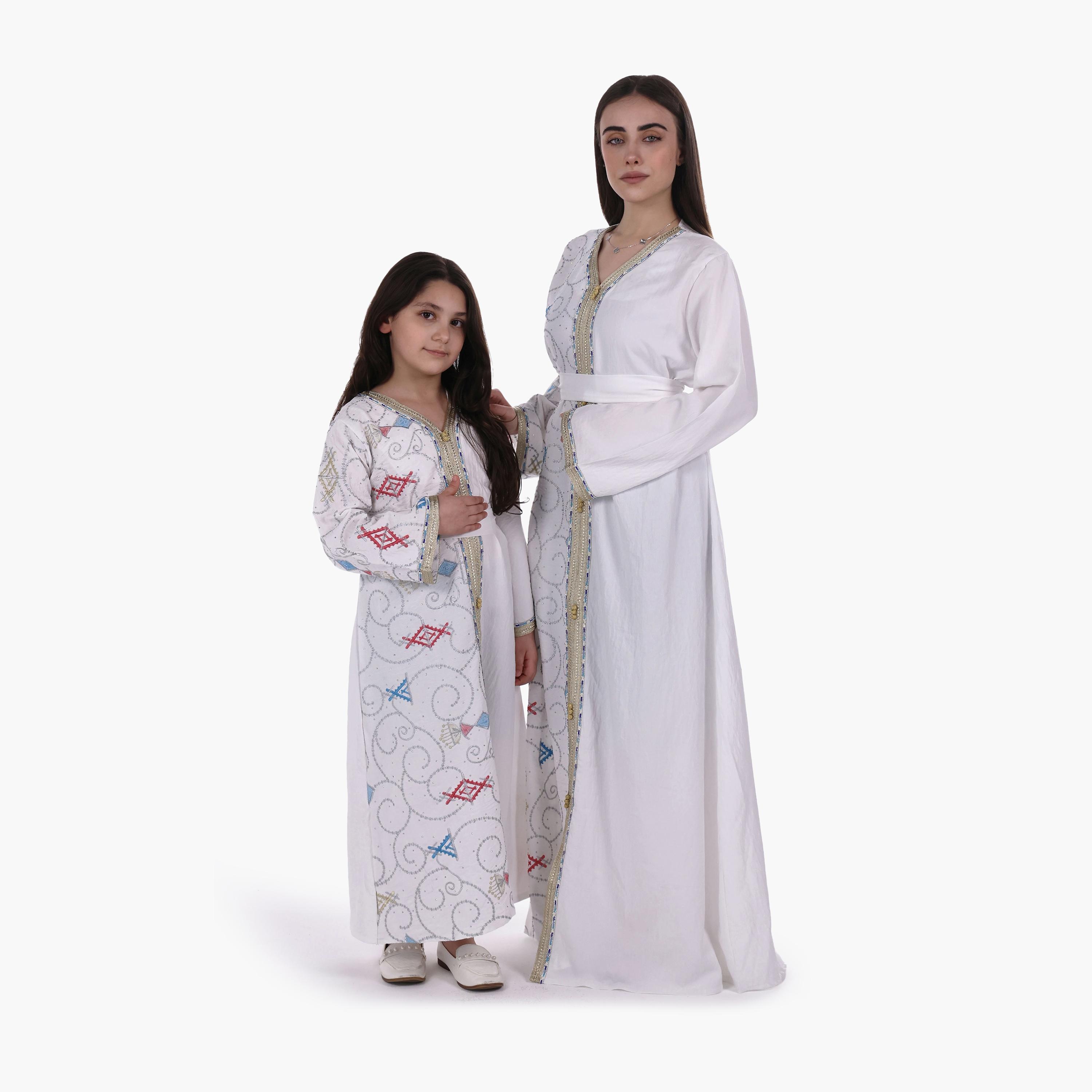 AL BENT AL SHARQIEH Embroidered Linen Women's Jalabiya with Belt-women-arabicclothing-jalabiyas-image-2