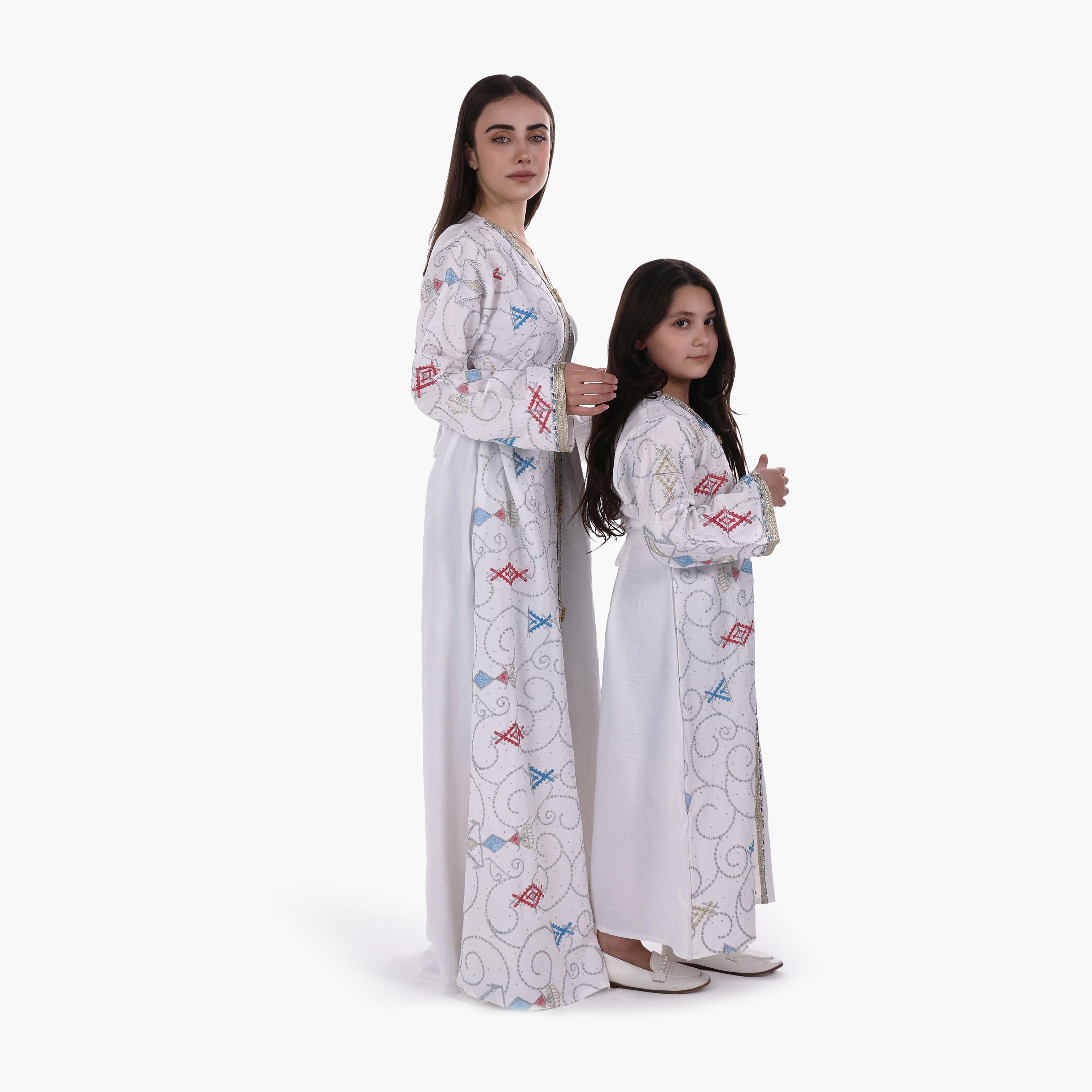 AL BENT AL SHARQIEH Embroidered Linen Women's Jalabiya with Belt-women-arabicclothing-jalabiyas-image-4