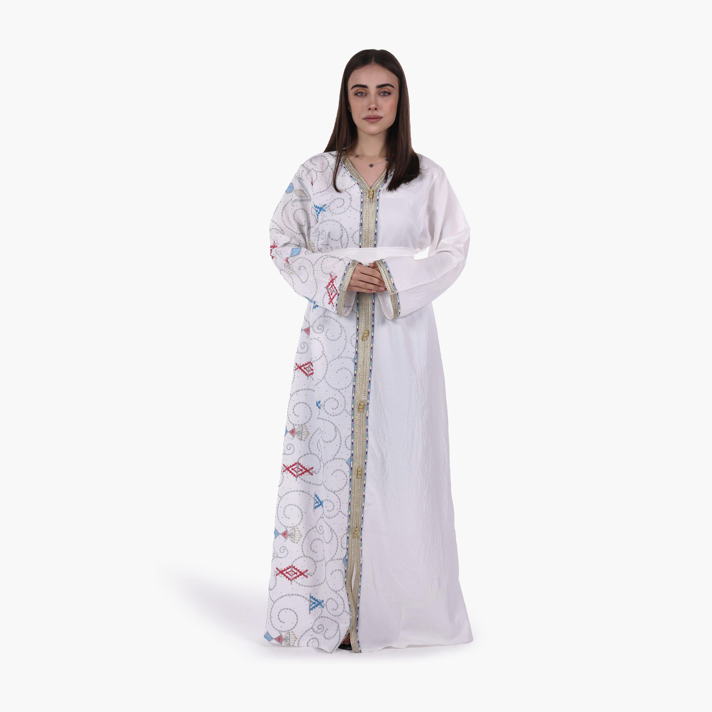 AL BENT AL SHARQIEH Embroidered Linen Women's Jalabiya with Belt-women-arabicclothing-jalabiyas-image-5