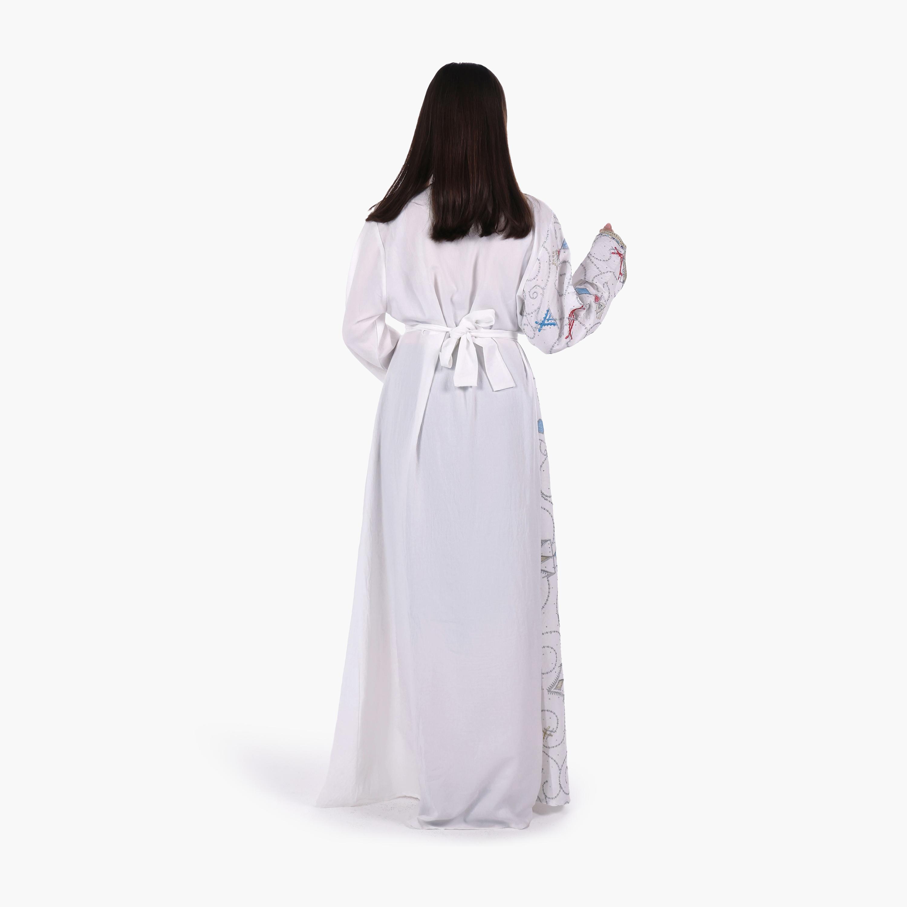 AL BENT AL SHARQIEH Embroidered Linen Women's Jalabiya with Belt-women-arabicclothing-jalabiyas-image-6