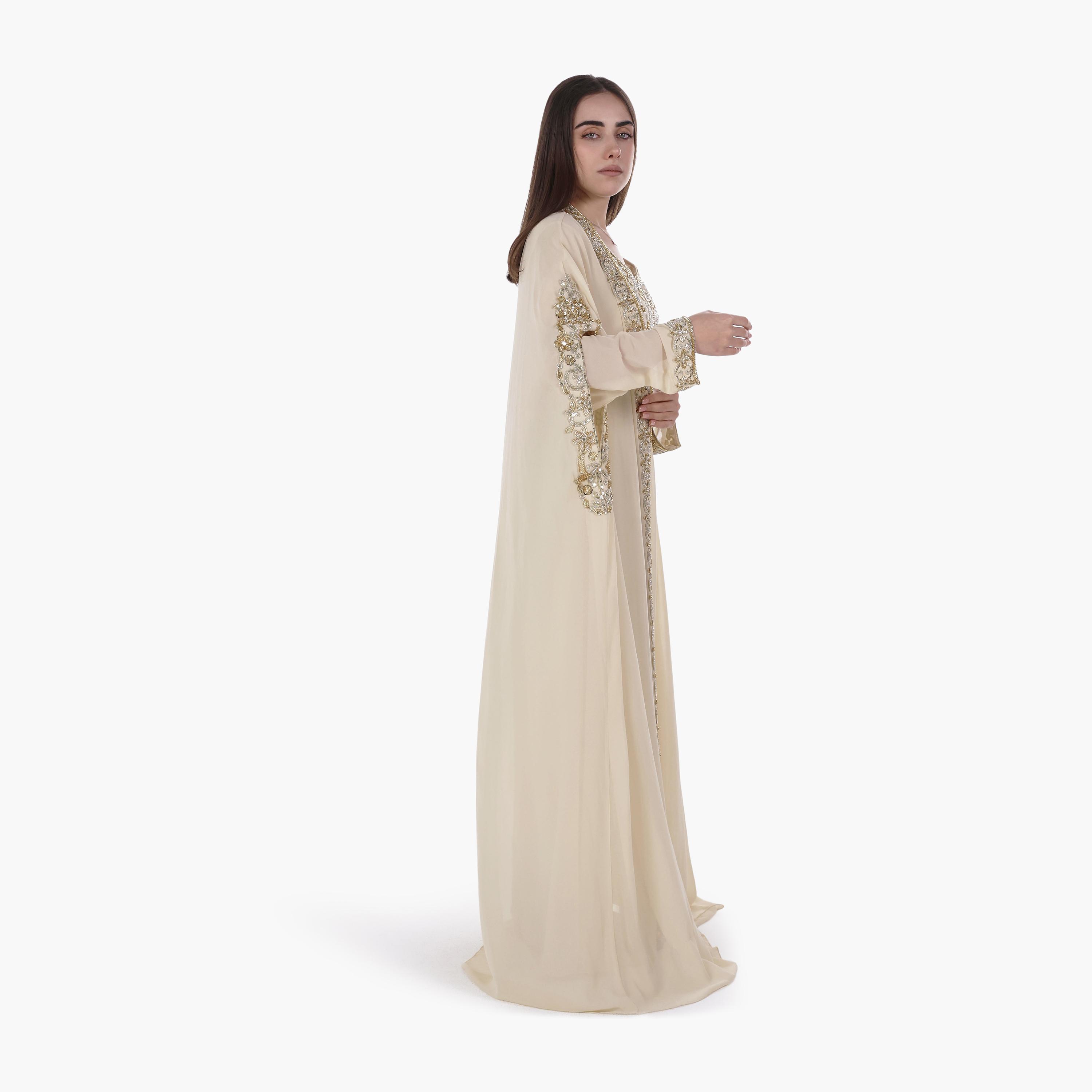 جلابية سهرة نسائية بأسلوب القفطان وأكمام خفاش وتطريز قماش كريب من البنت الشرقية-women-arabicclothing-jalabiyas-image-3