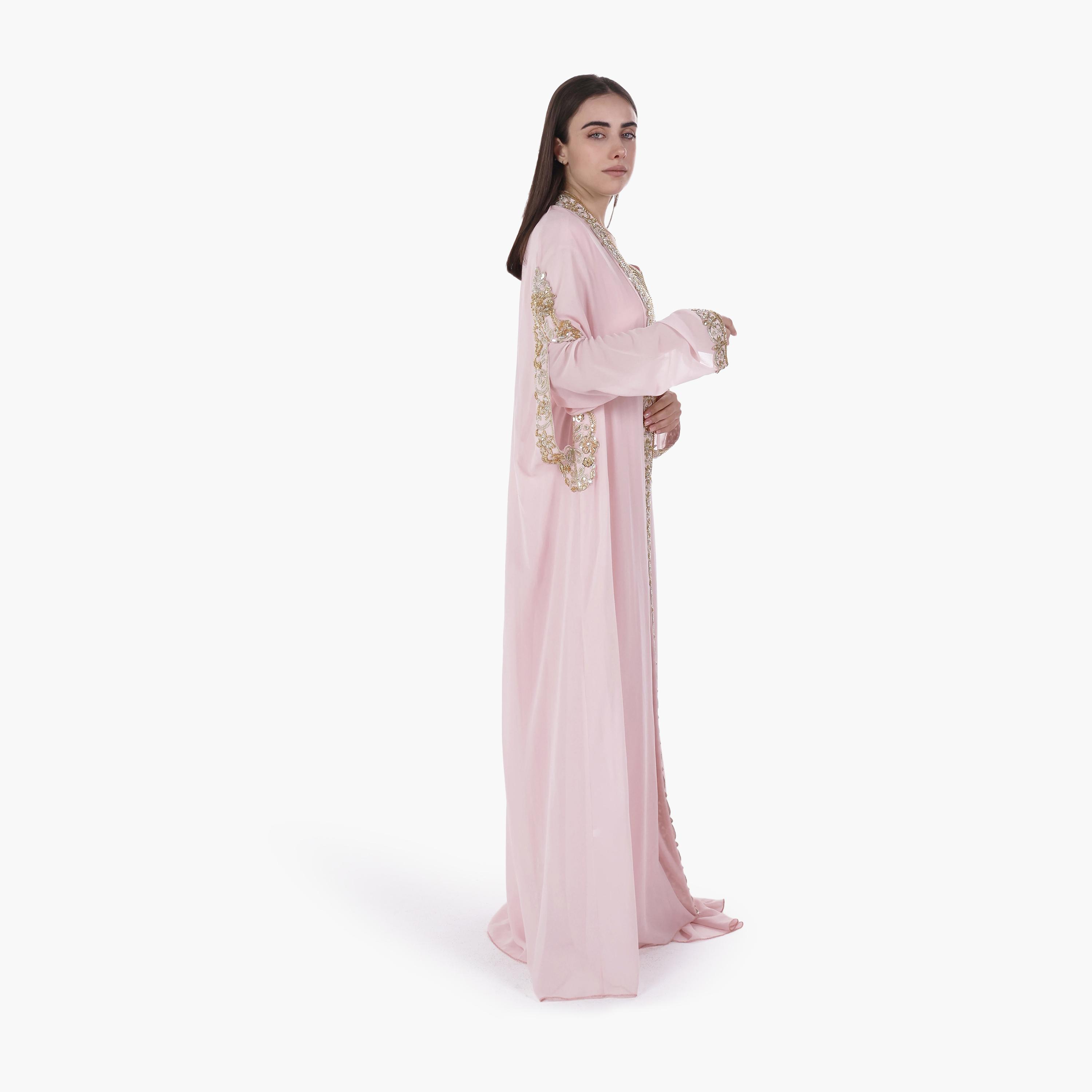 AL BENT AL SHARQIEH Embroidered Batwing Sleeves Crepe Women's Evening Kaftan Style Jalabiya-women-arabicclothing-jalabiyas-image-3