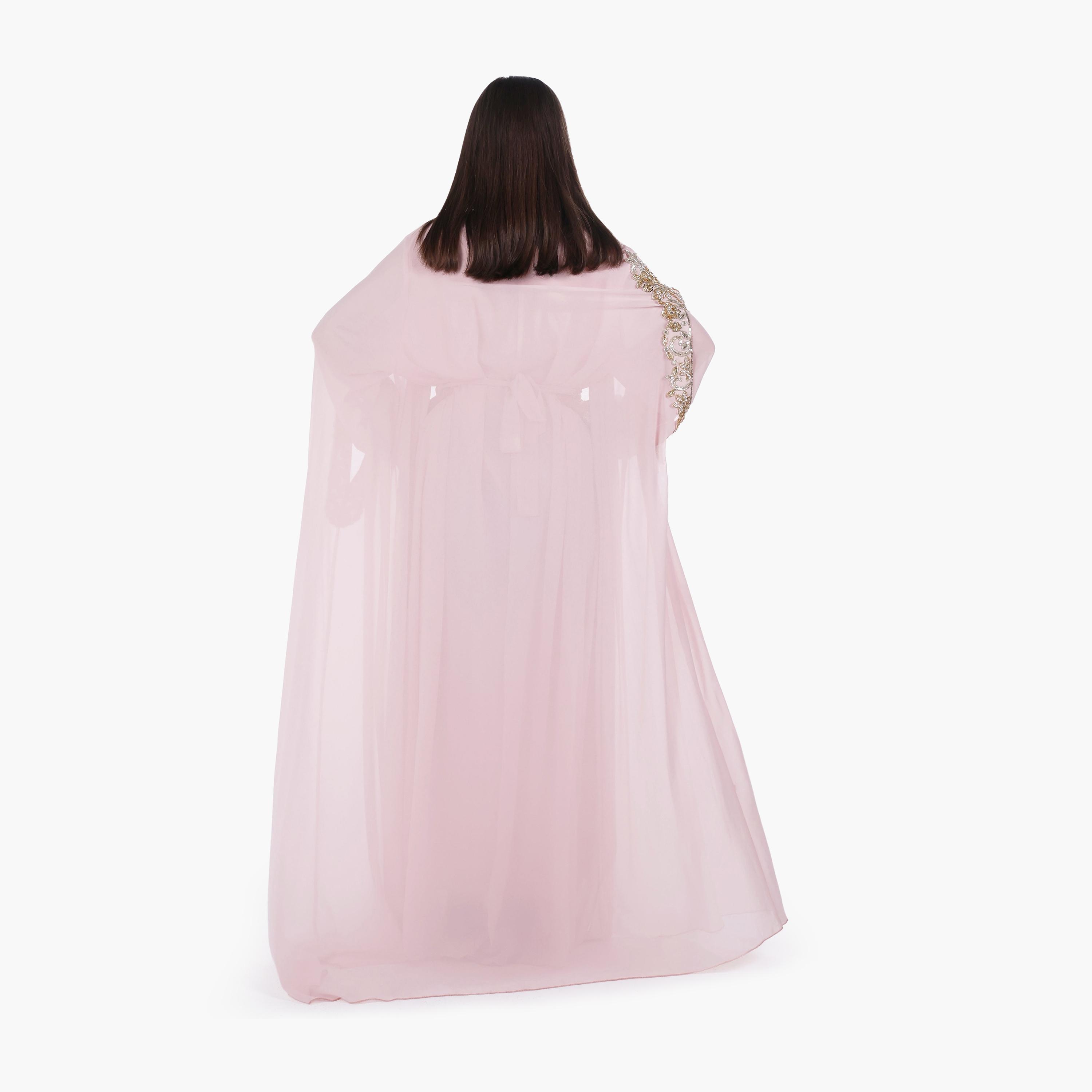 AL BENT AL SHARQIEH Embroidered Batwing Sleeves Crepe Women's Evening Kaftan Style Jalabiya-women-arabicclothing-jalabiyas-image-4