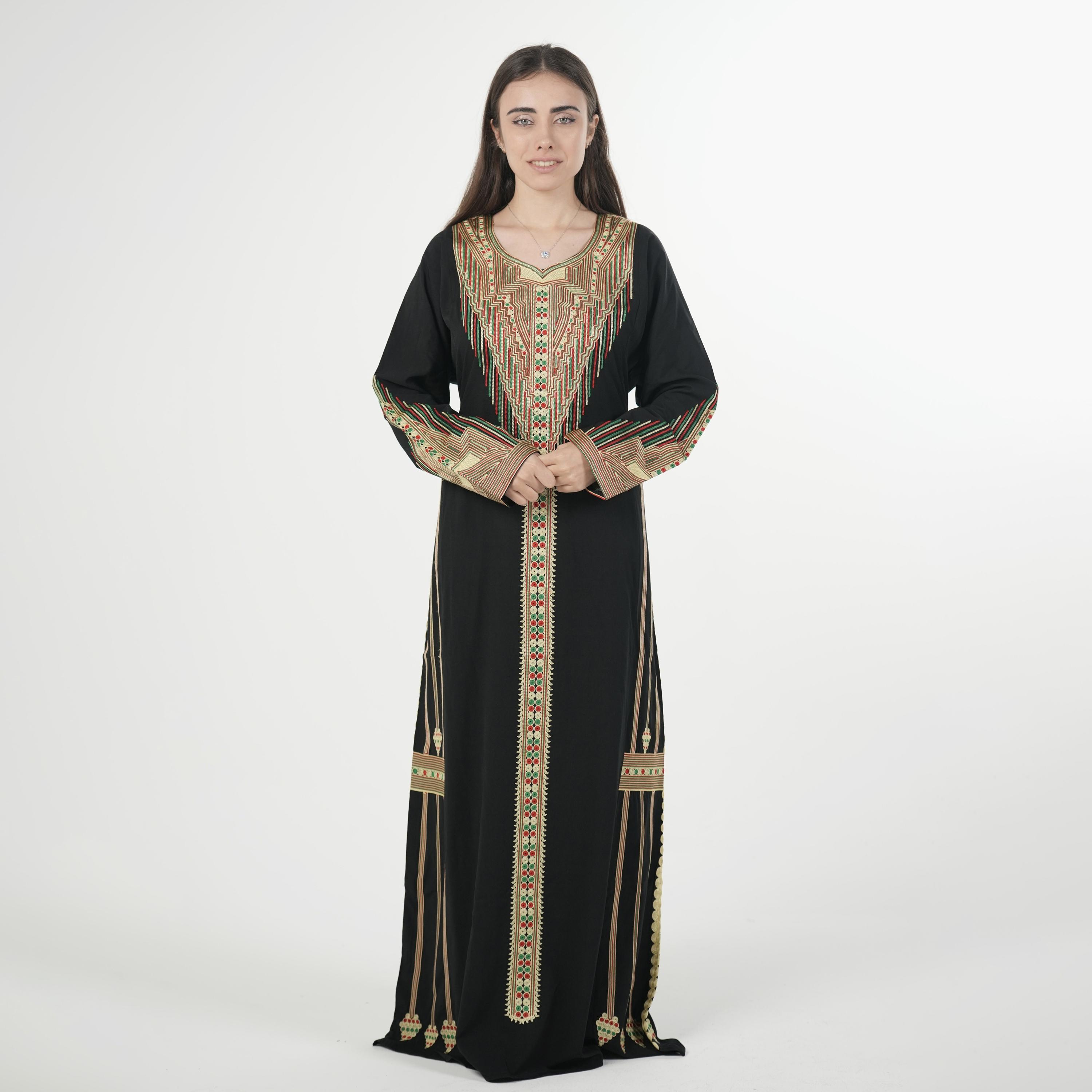 Al Bent Al Sharqieh Geometric Embroidered Women's Evening Jalabiya-women-arabicclothing-jalabiyas-image-1
