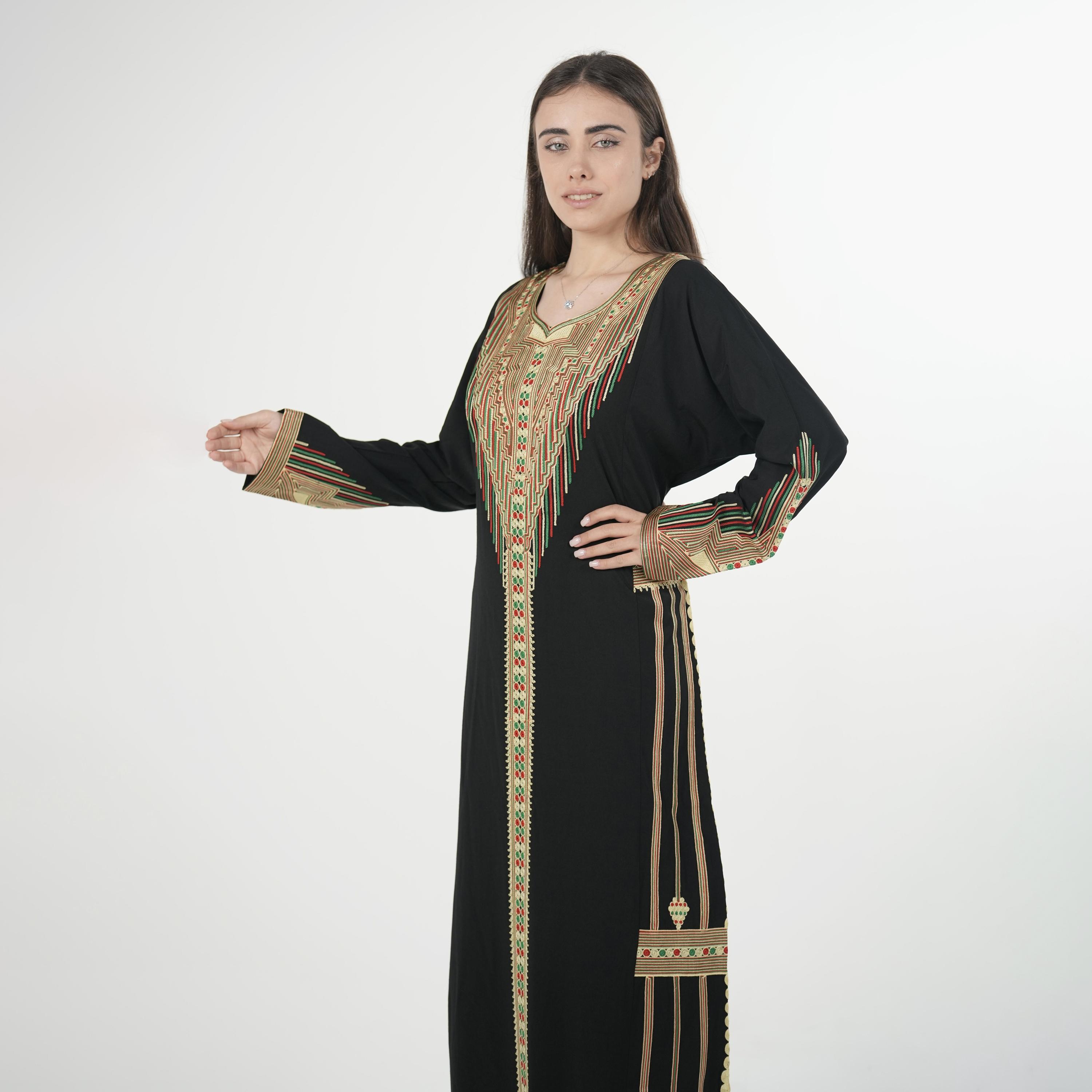 Al Bent Al Sharqieh Geometric Embroidered Women's Evening Jalabiya-women-arabicclothing-jalabiyas-image-2