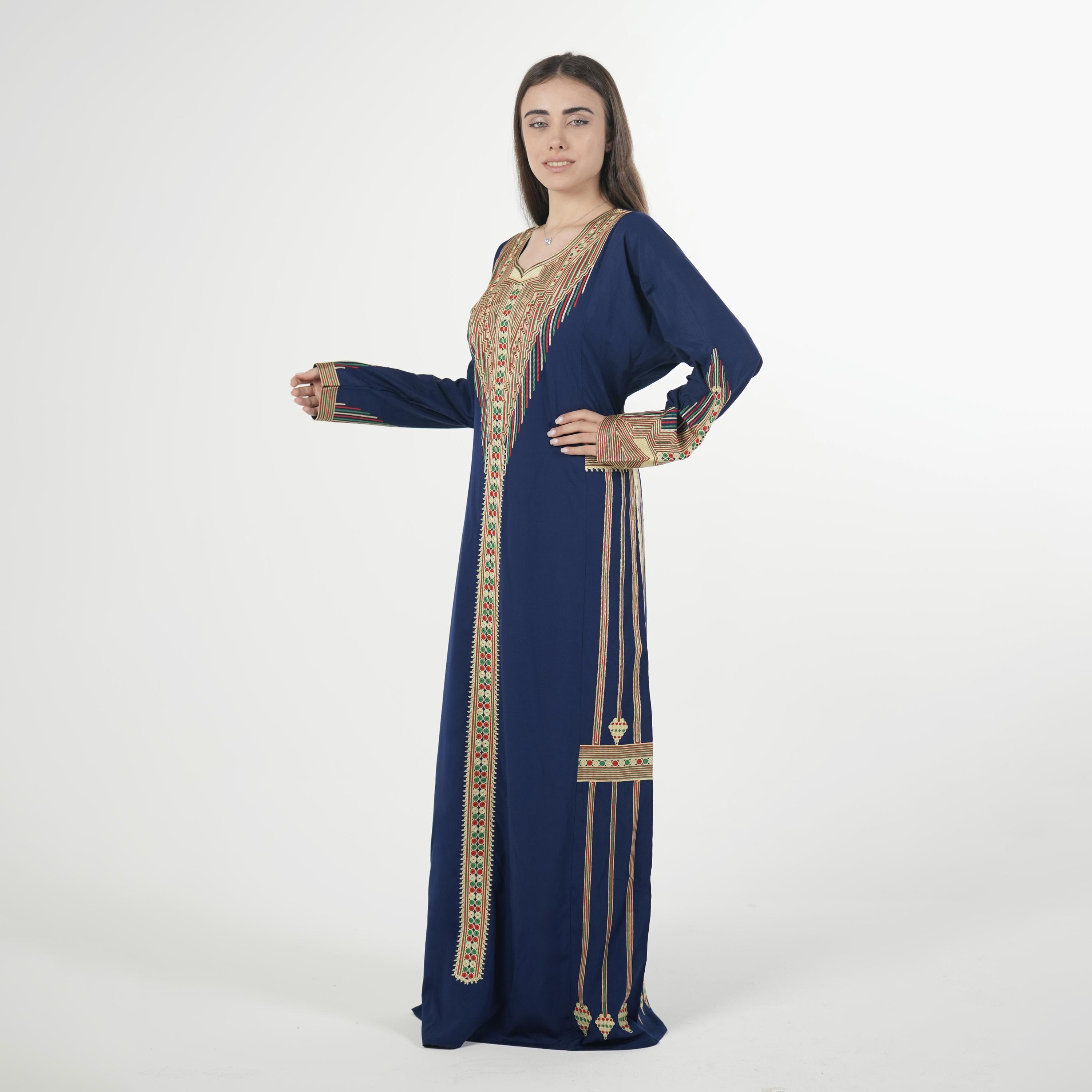 Al Bent Al Sharqieh Geometric Embroidered Women's Evening Jalabiya-women-arabicclothing-jalabiyas-image-1