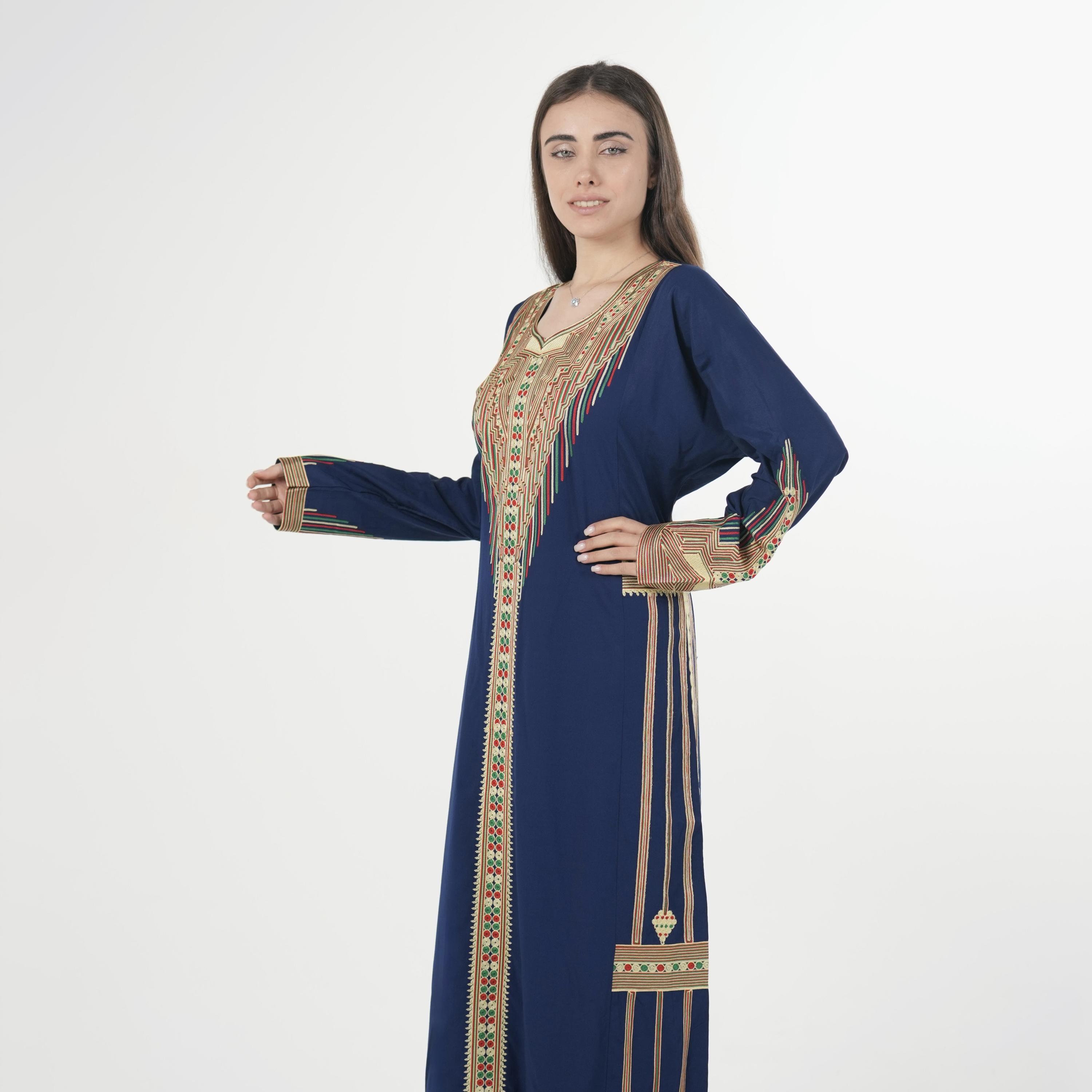 Al Bent Al Sharqieh Geometric Embroidered Women's Evening Jalabiya-women-arabicclothing-jalabiyas-image-2