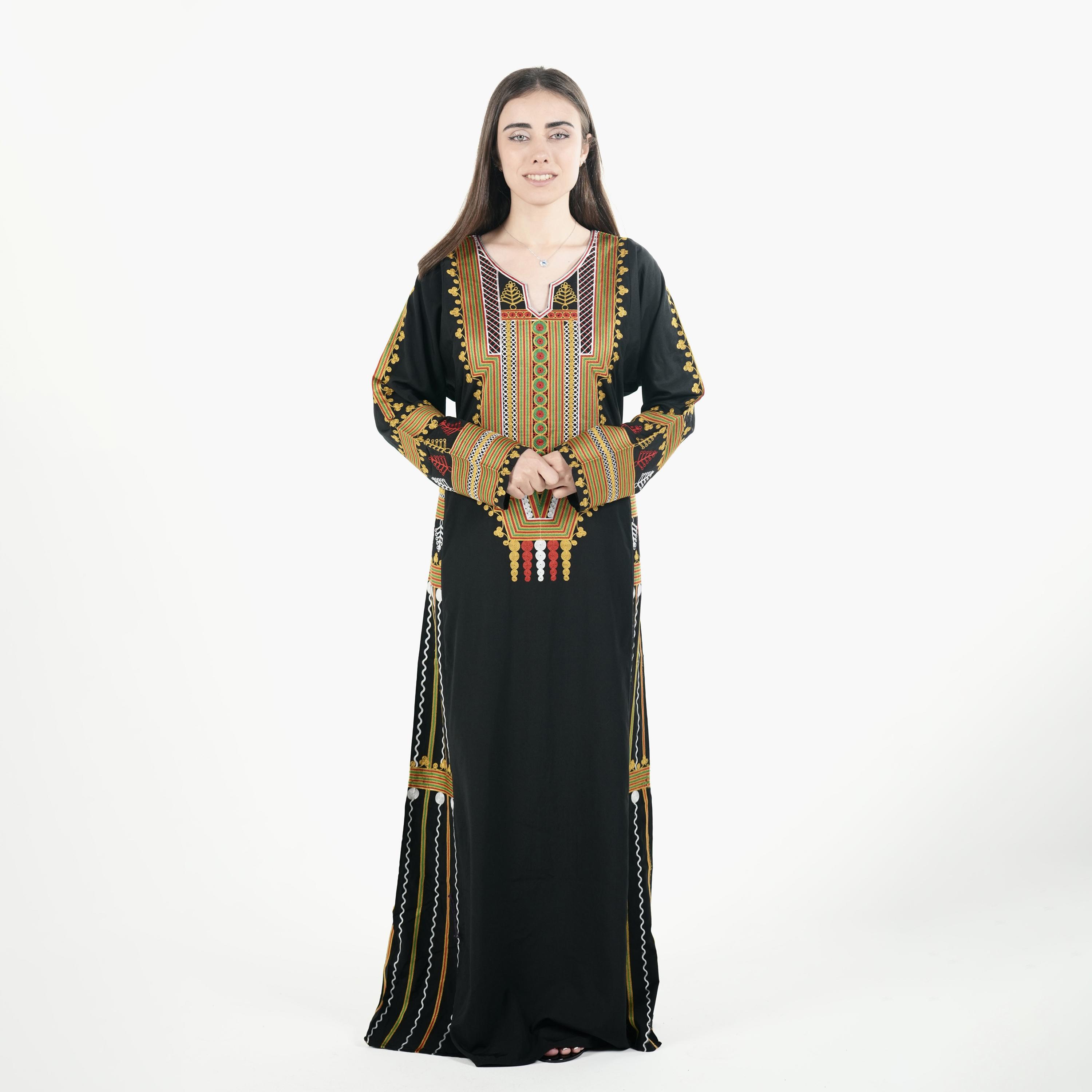Al Bent Al Sharqieh Geometric Embroidered Women's Evening Jalabiya-women-arabicclothing-jalabiyas-image-1
