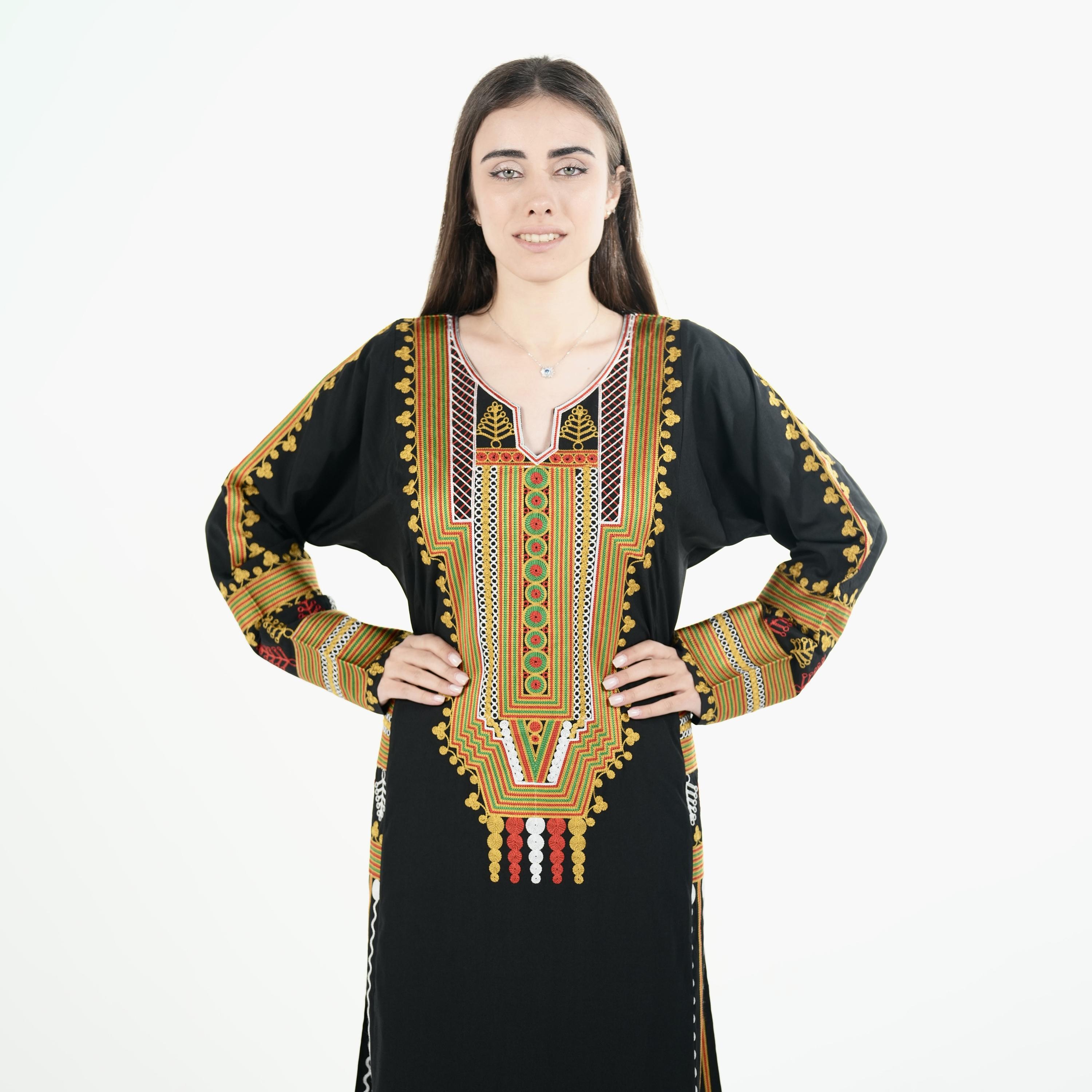 Al Bent Al Sharqieh Geometric Embroidered Women's Evening Jalabiya-women-arabicclothing-jalabiyas-image-2