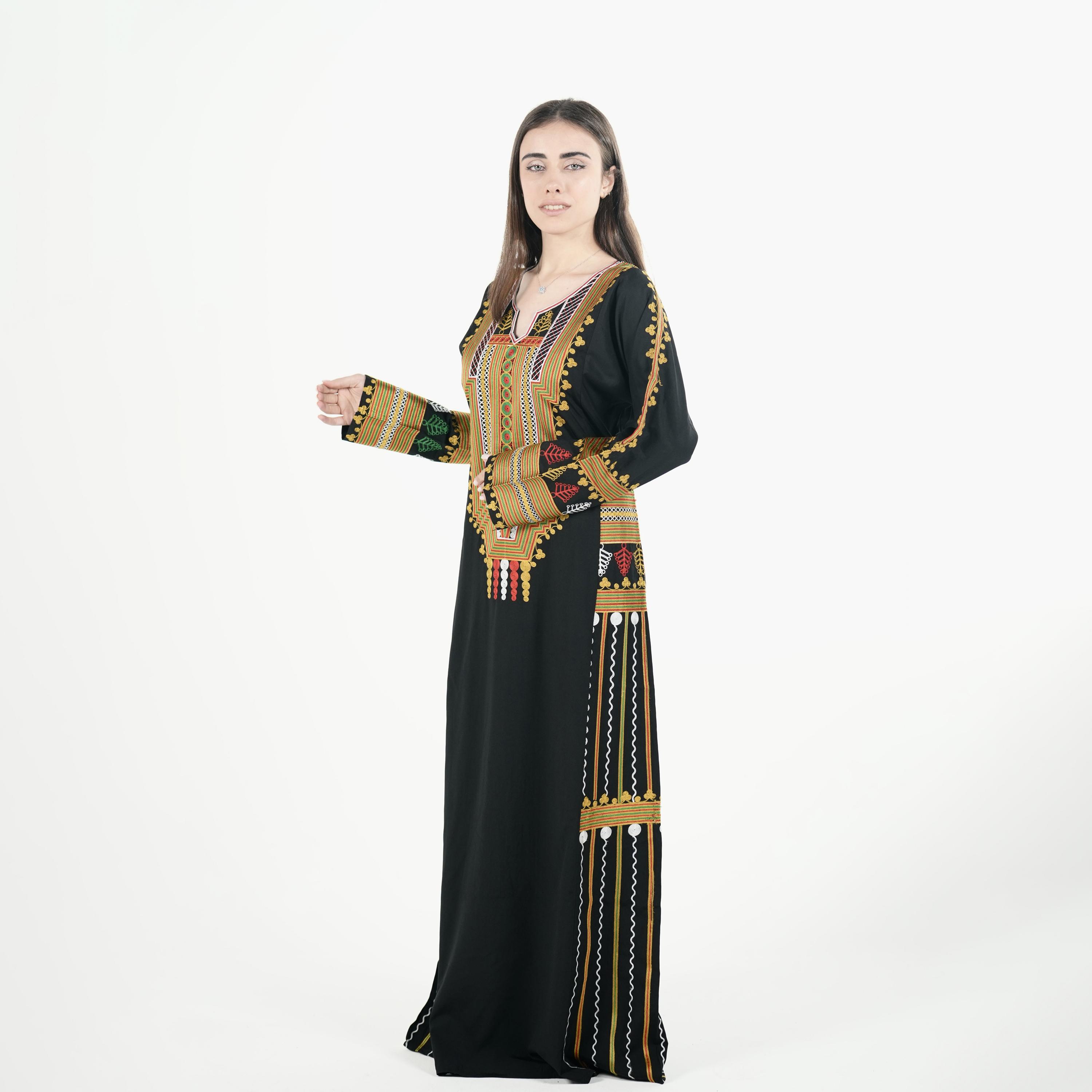Al Bent Al Sharqieh Geometric Embroidered Women's Evening Jalabiya-women-arabicclothing-jalabiyas-image-3