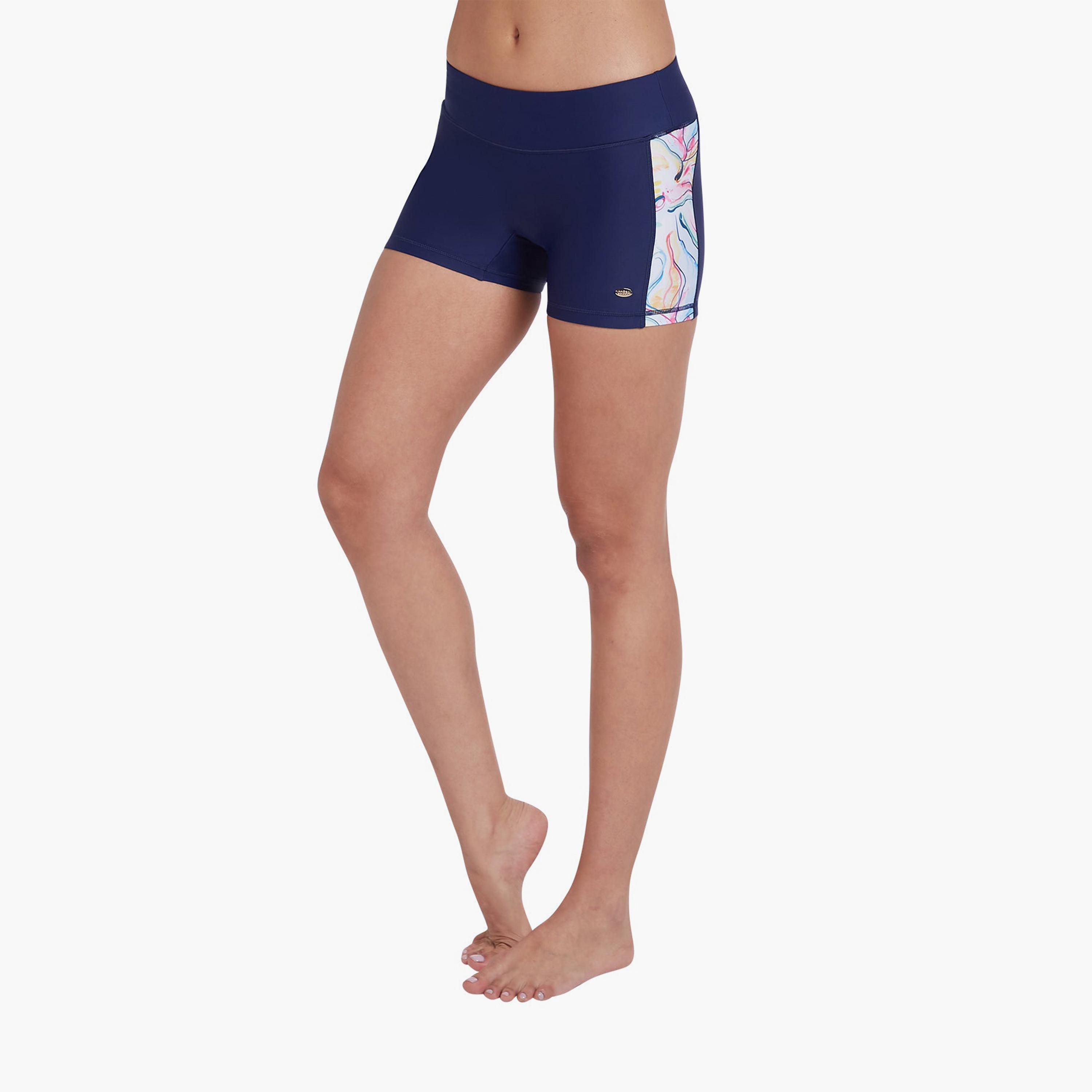 COEGA Women's Surf Swim Shorts, Blue Pink Marble-women-clothing-swimandbeach-beachwear-image-3