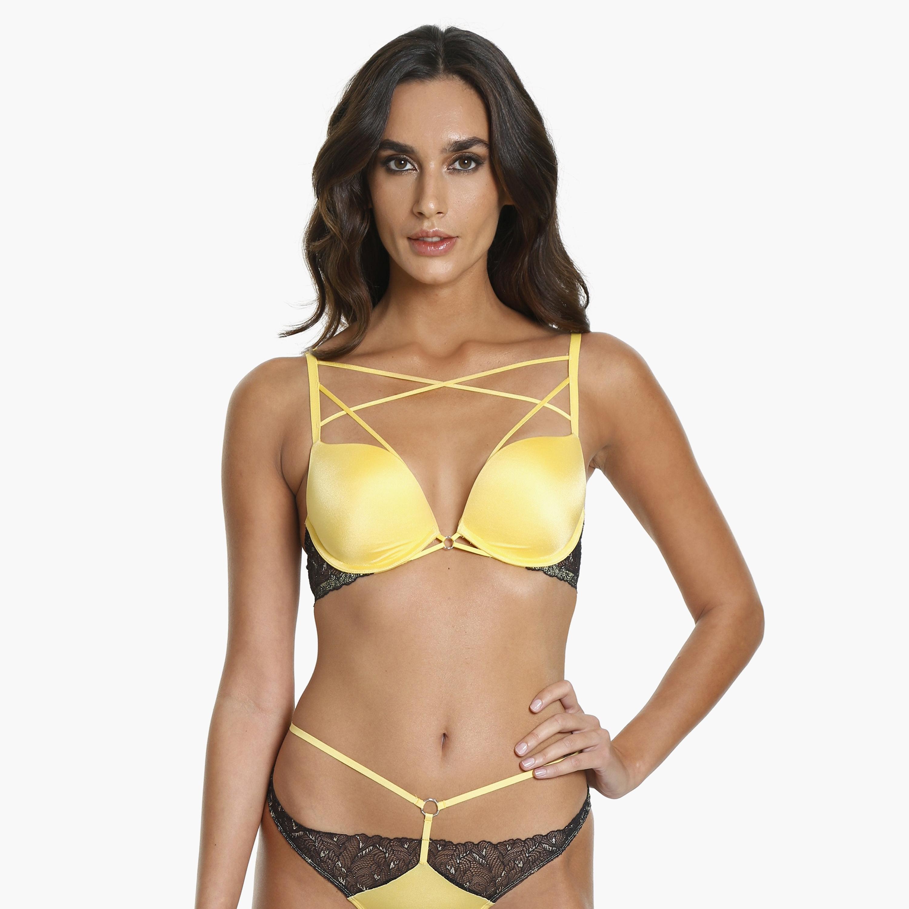 حمالة صدر نسائية صفراء غير مبطنة بجل لا سينزا-women-clothing-lingerie-bras-image-1