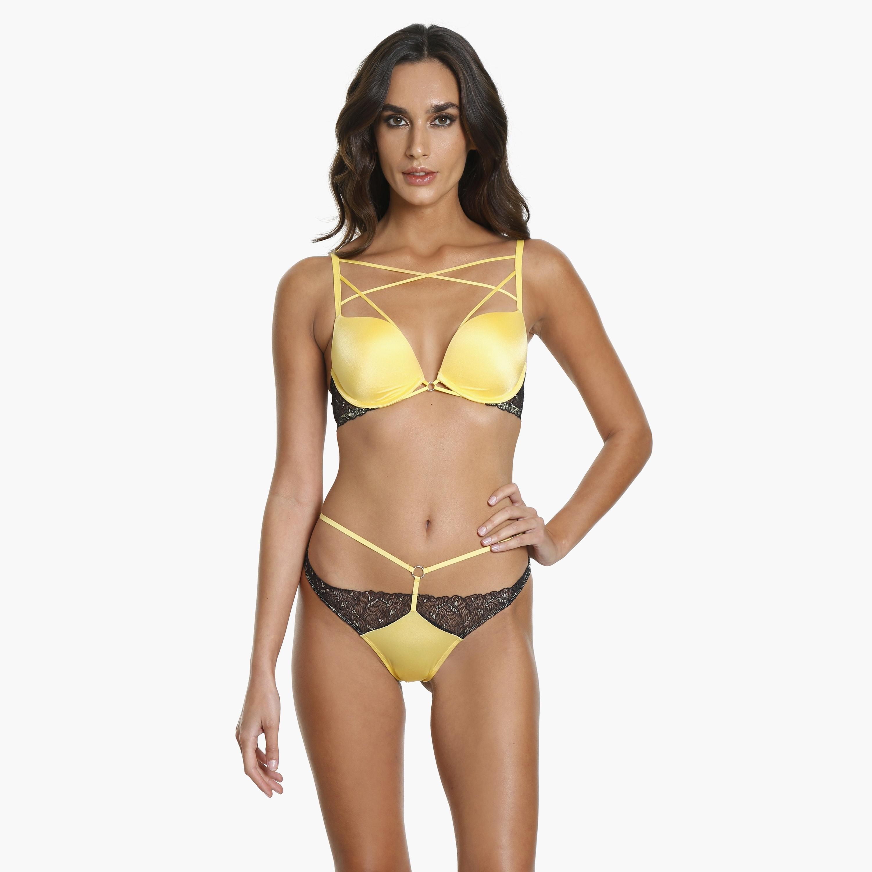 حمالة صدر نسائية صفراء غير مبطنة بجل لا سينزا-women-clothing-lingerie-bras-image-2