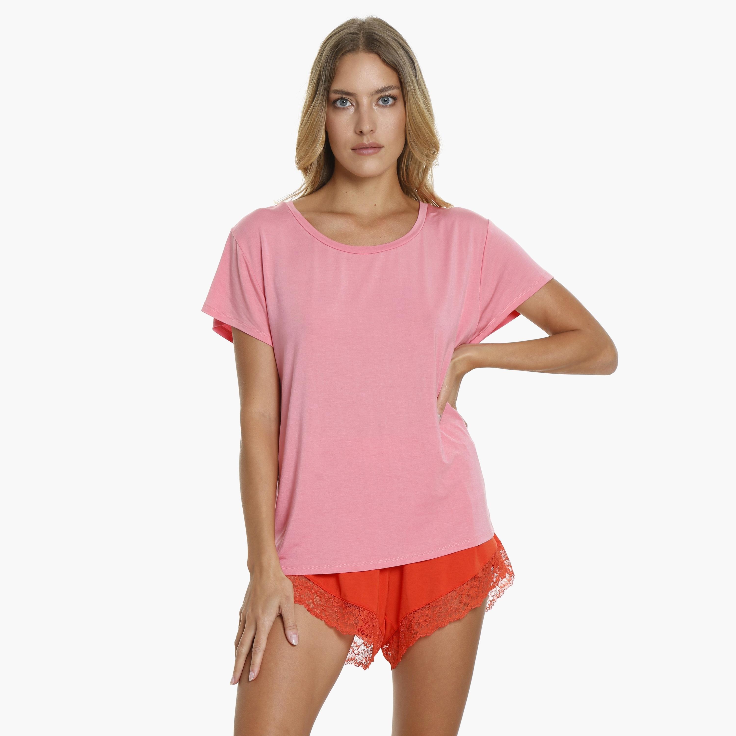 La Senza Lace Mid-Rise Elasticated Waistband Women's Shorts-women-clothing-nightwear-pyjamas-bottoms-image-4