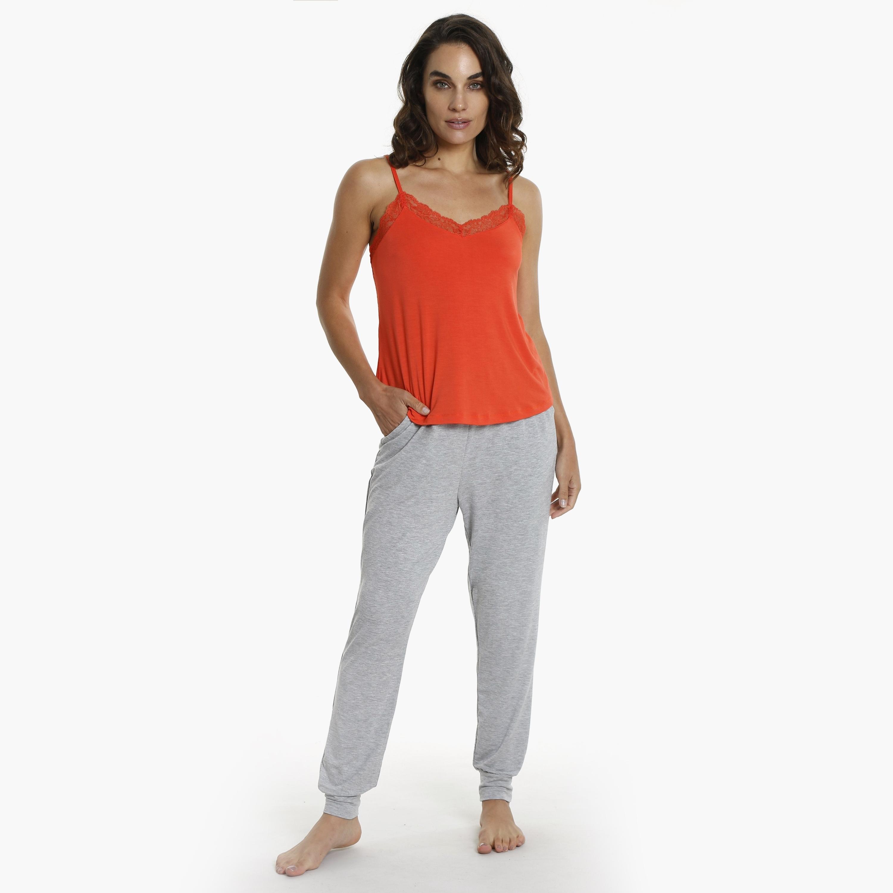 La Senza Plain Mid-Rise Drawstring Waistband Women's Jogger-women-clothing-nightwear-pyjamas-bottoms-image-2