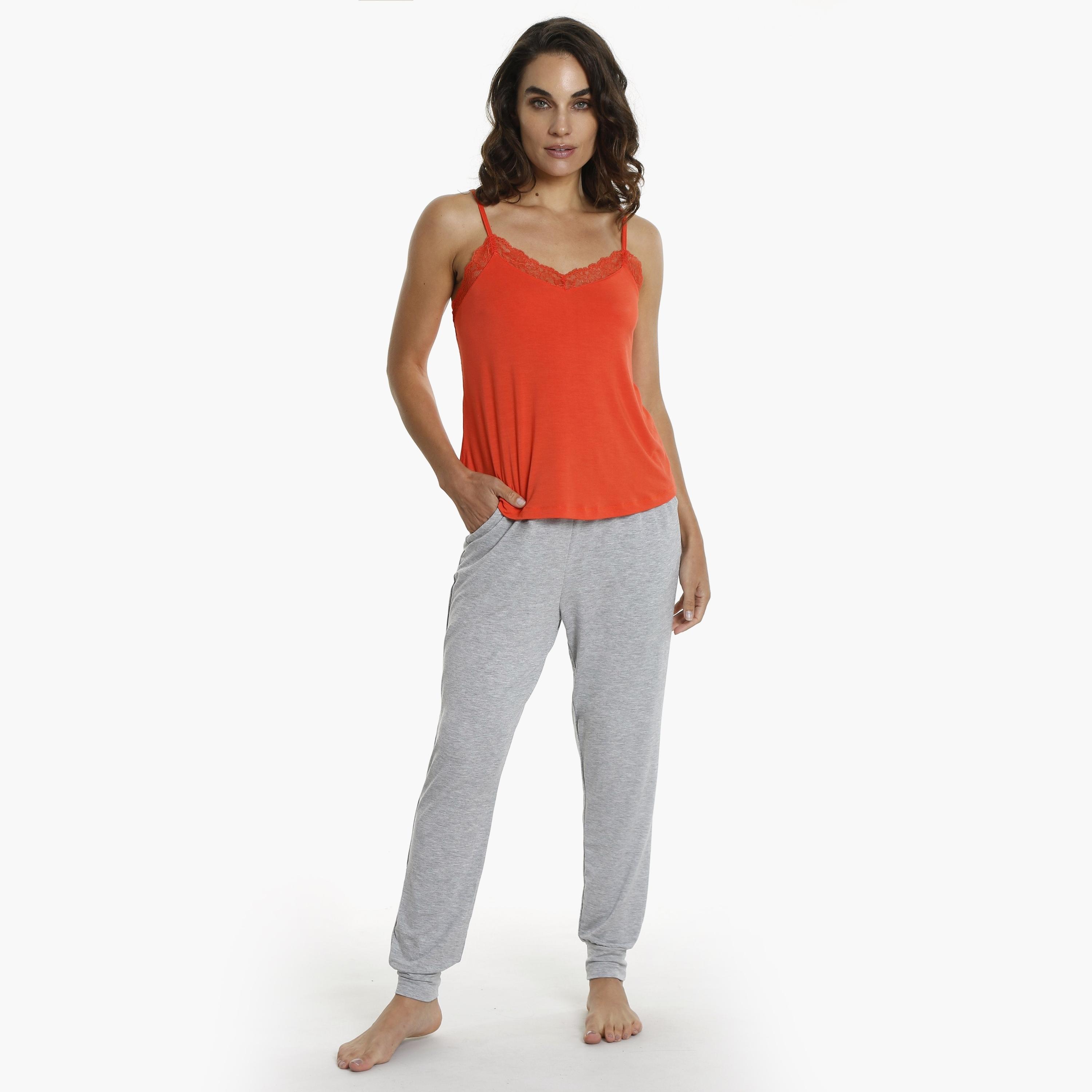 La Senza Plain Mid-Rise Drawstring Waistband Women's Jogger-women-clothing-nightwear-pyjamas-bottoms-image-2