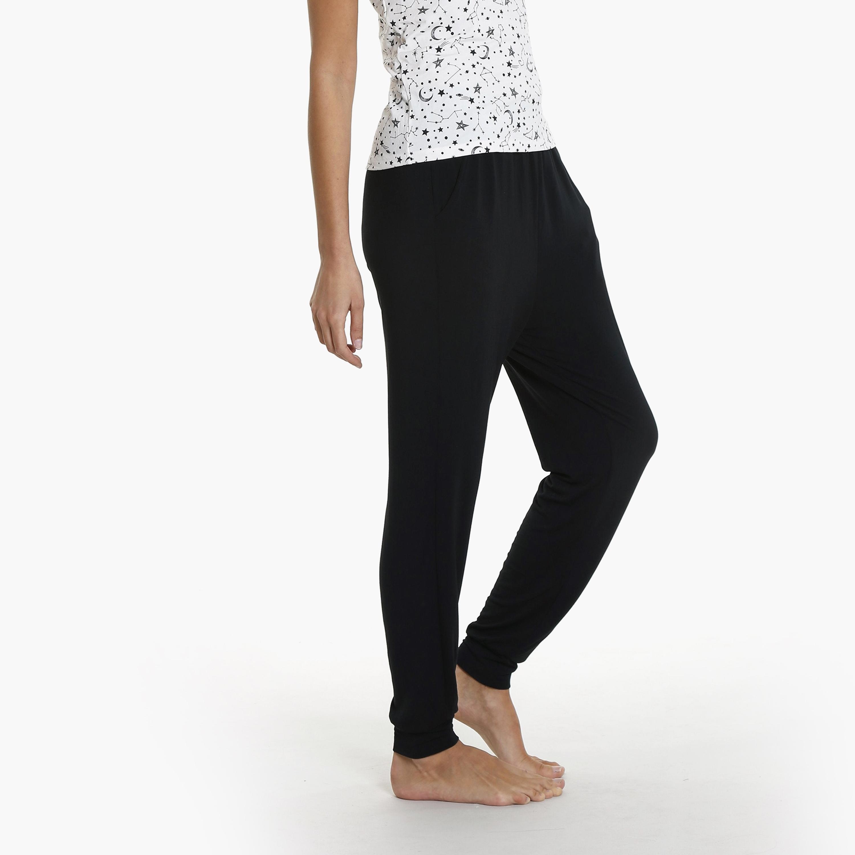 La Senza Plain Mid-Rise Drawstring Waistband Women's Jogger-women-clothing-nightwear-pyjamas-bottoms-image-1