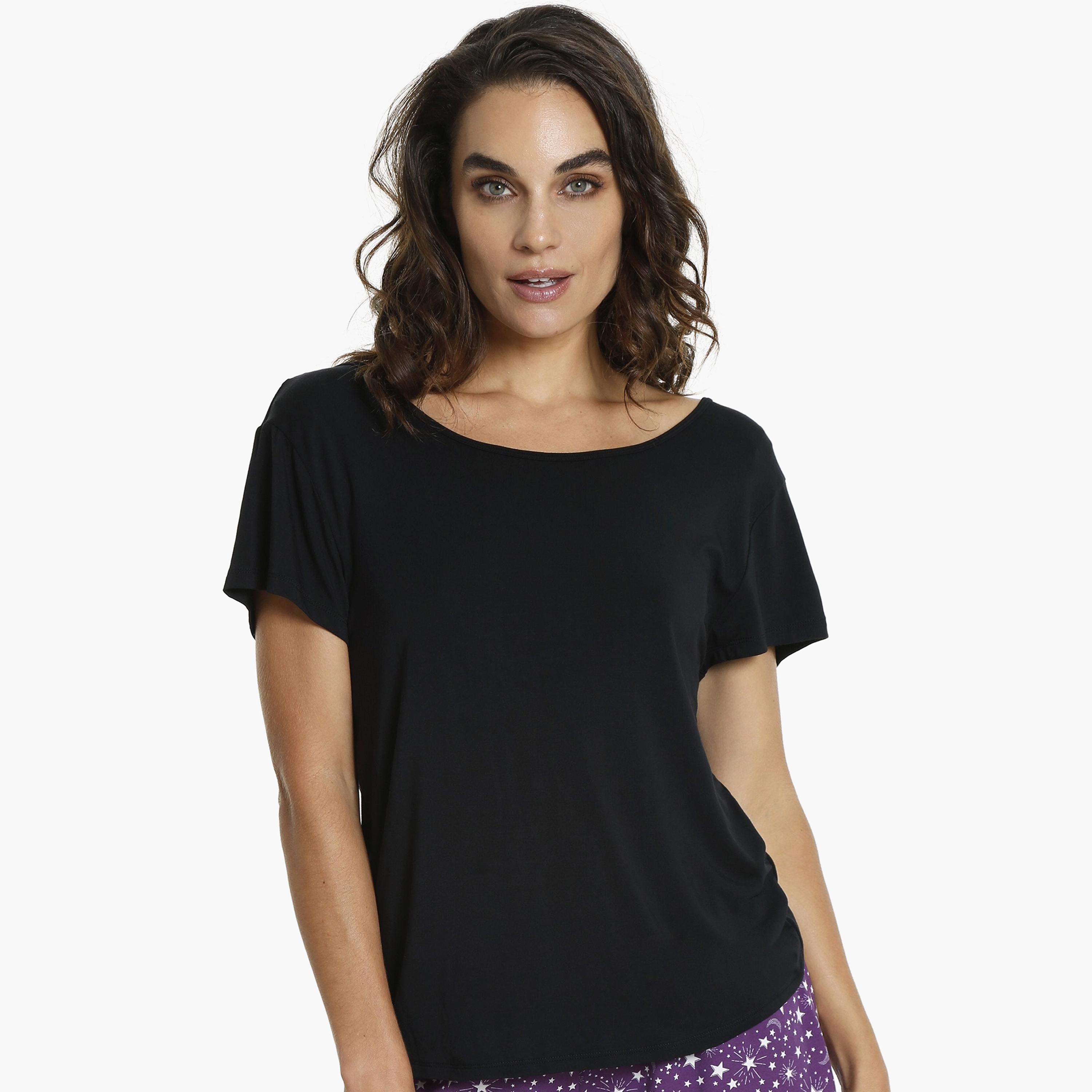 La Senza Plain Round Neck Short Sleeves Women's Top-women-clothing-nightwear-pyjamas-tops-image-1