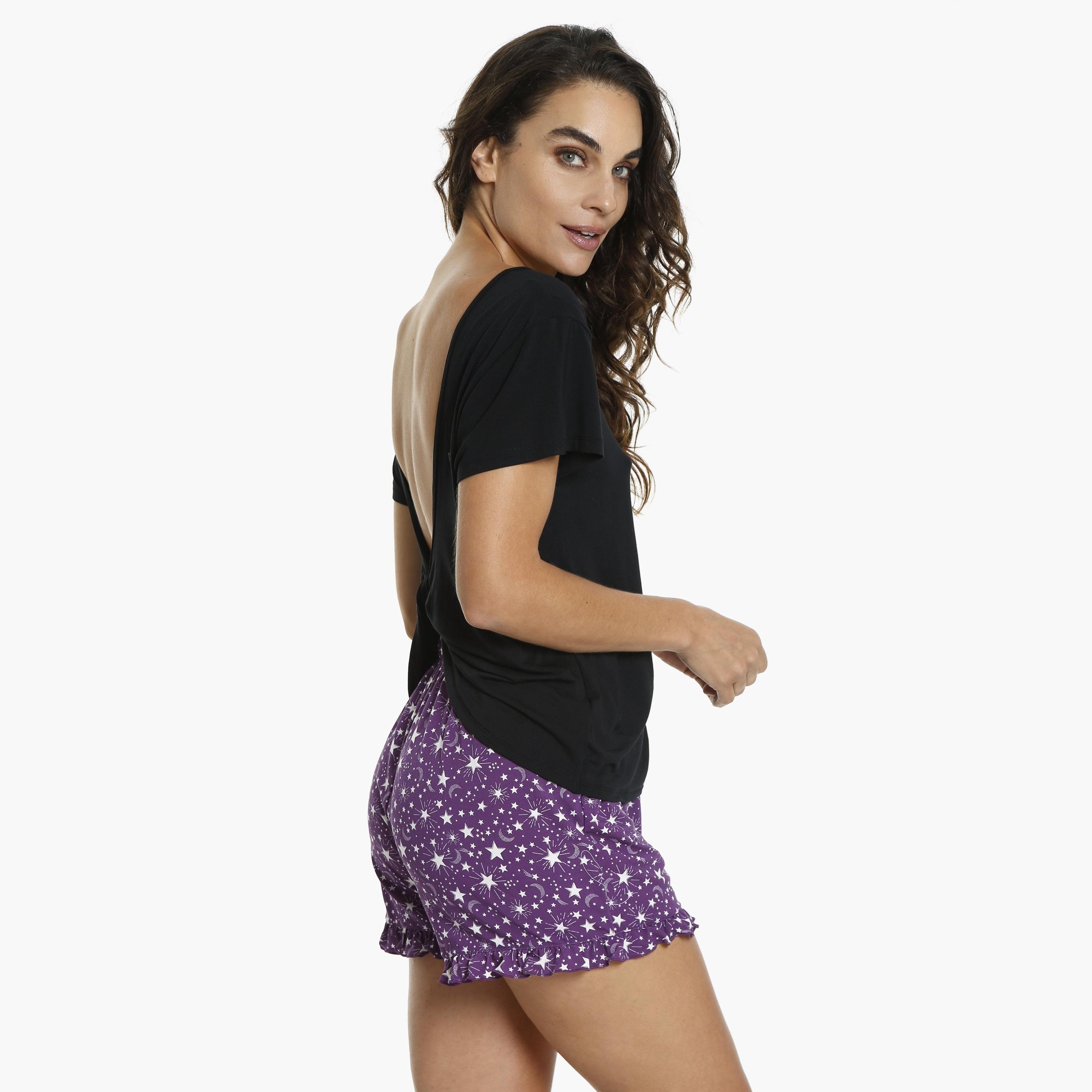 La Senza Plain Round Neck Short Sleeves Women's Top-women-clothing-nightwear-pyjamas-tops-image-3