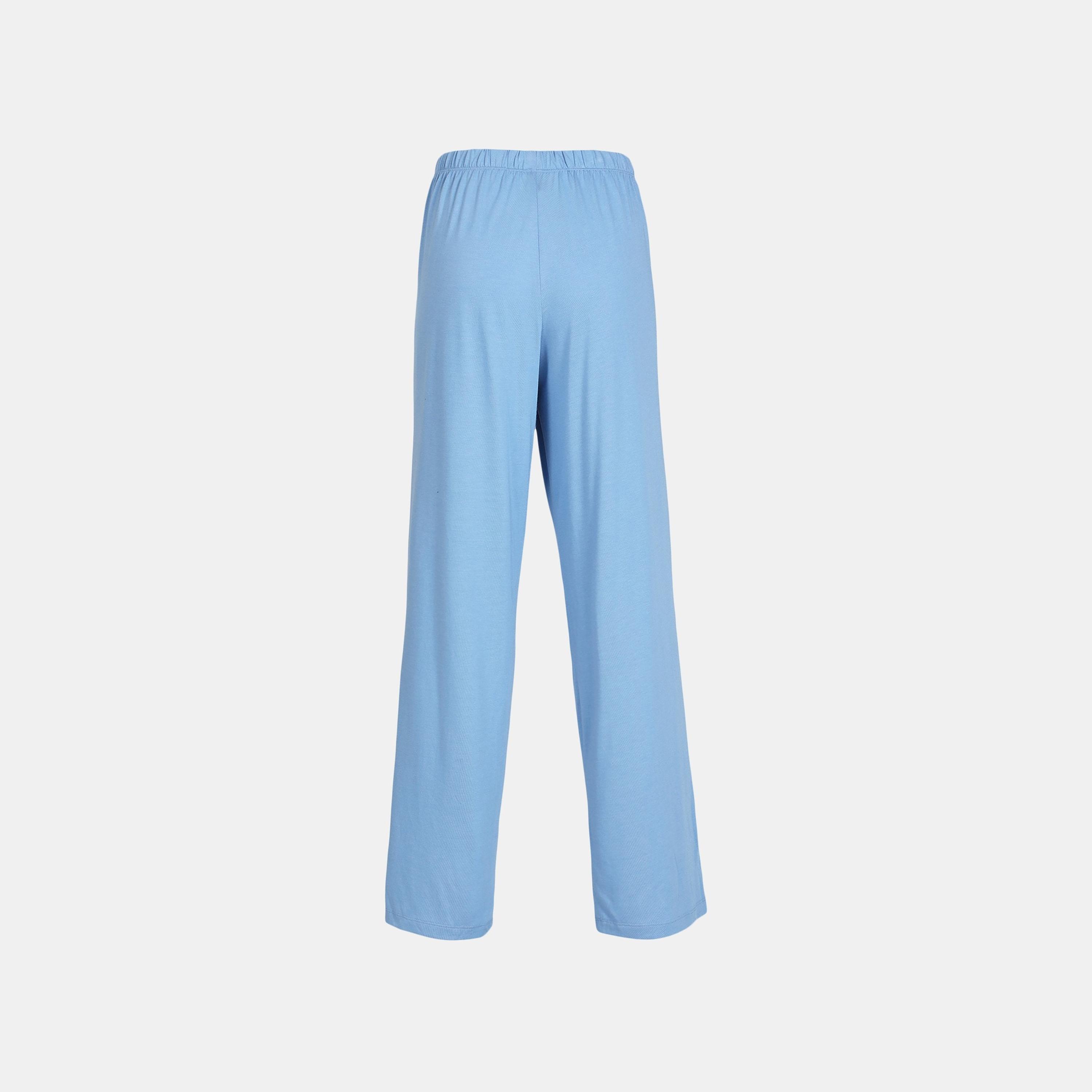 Isla & Evie Plain Mid-Rise Elasticated Waistband Women Lounge Pants-women-clothing-nightwear-pyjamas-bottoms-image-2