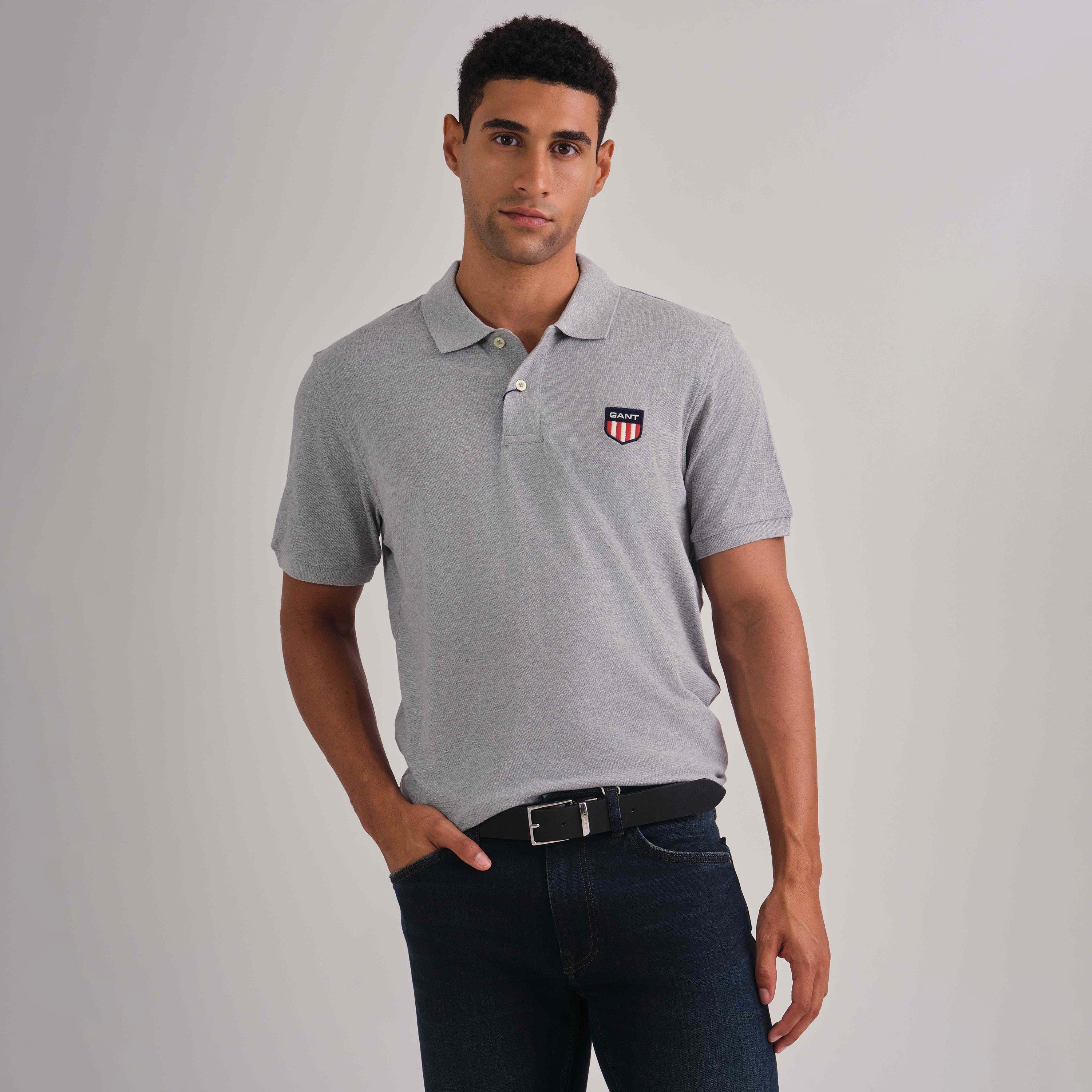Gant Embroidered Shield Logo Collared Short Sleeves Men's Polo T-Shirt-men-clothing-tshirtsandpolos-tshirts-image-1