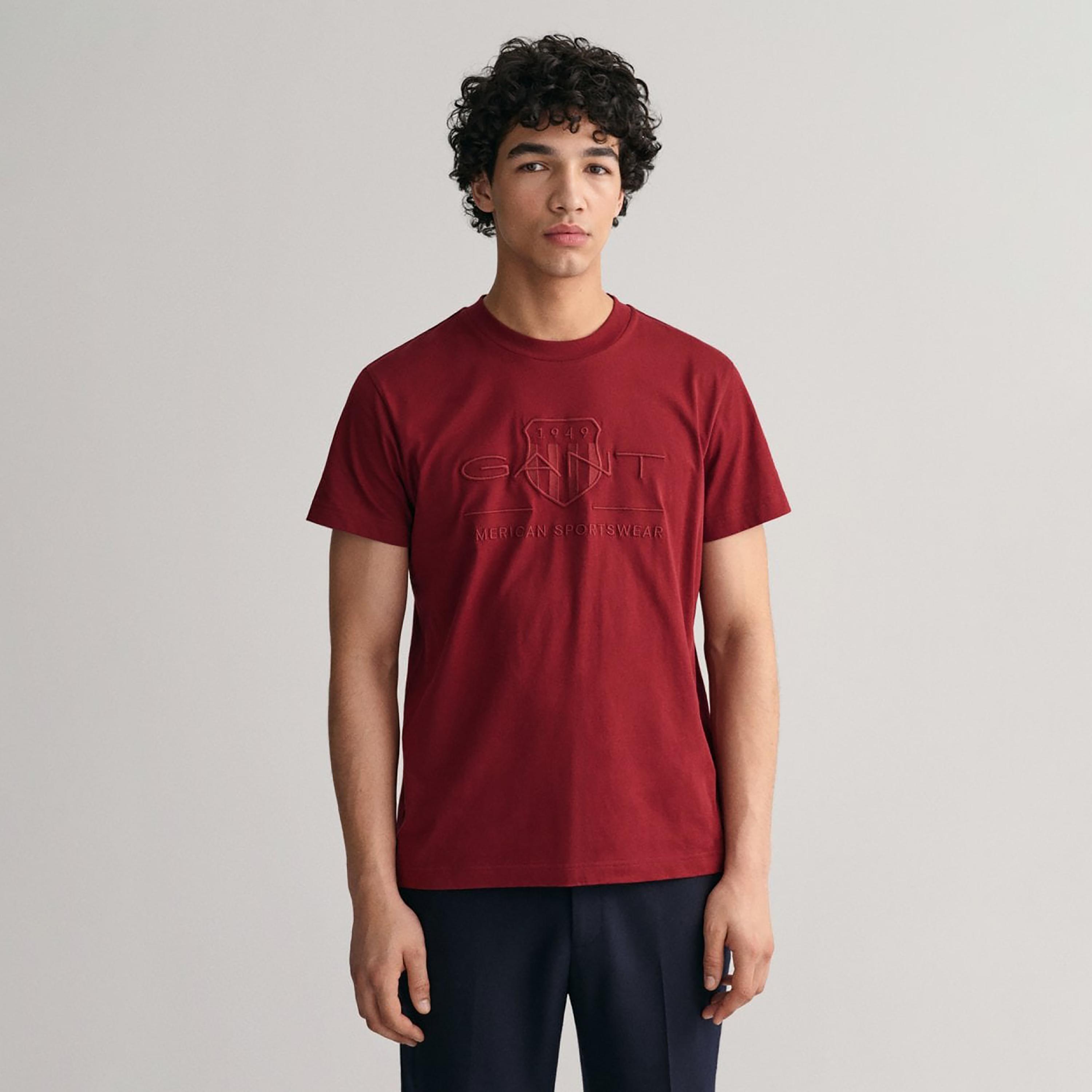 Gant Embroidered Crew Neck Short Sleeves T Shirt