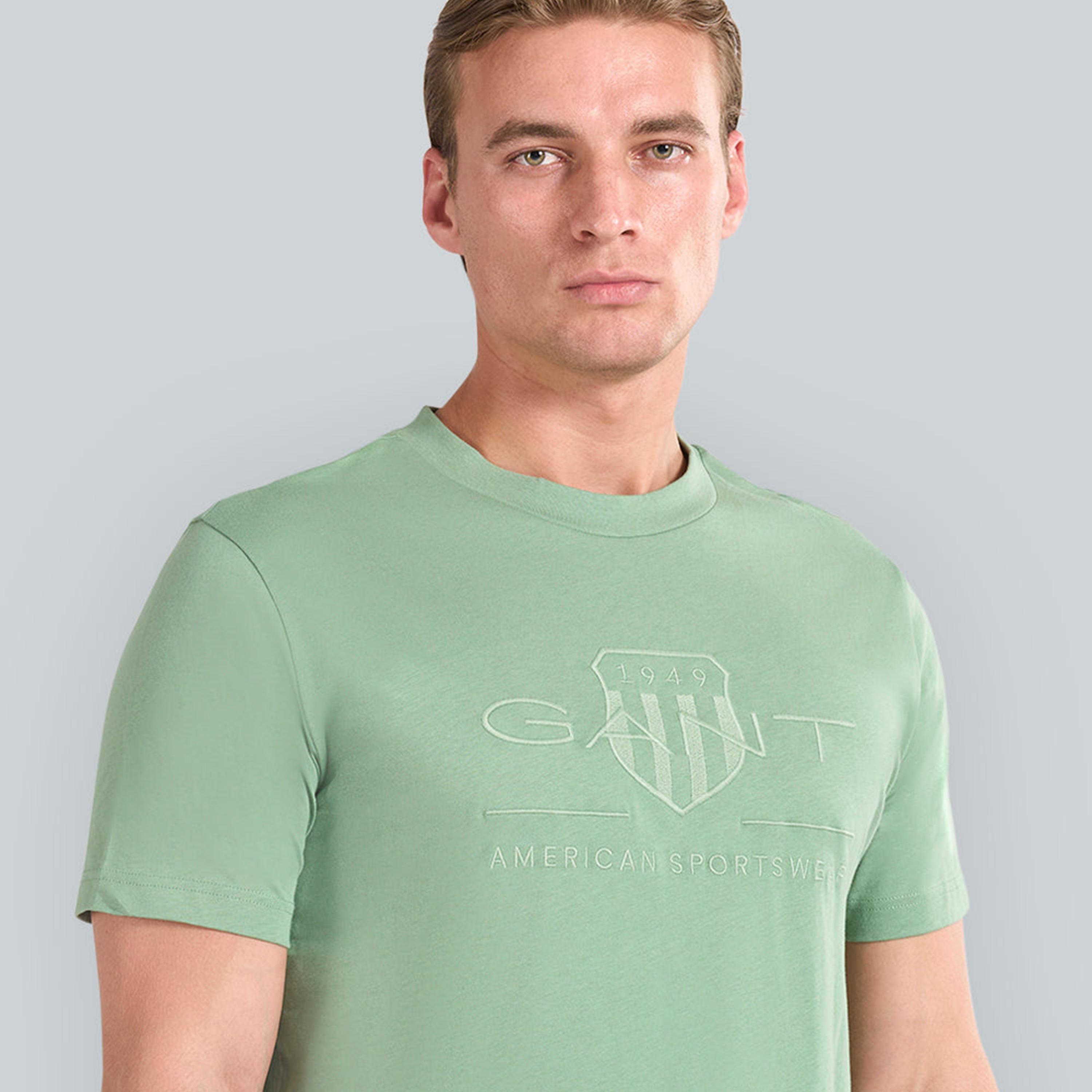 Gant Embroidered Logo Crew Neck Short Sleeves Men's T-Shirt-men-clothing-tshirtsandpolos-tshirts-image-7