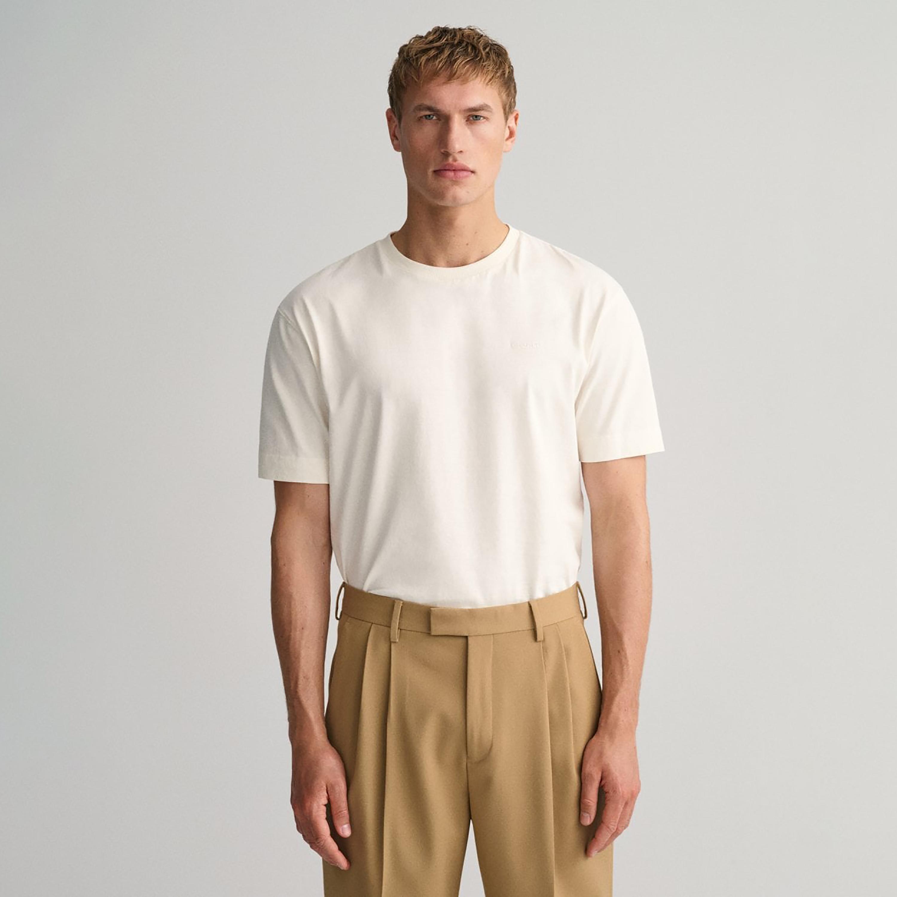 تي-شيرت جانت سادة بياقة دائرية وأكمام قصيرة-men-clothing-tshirtsandpolos-tshirts-image-1