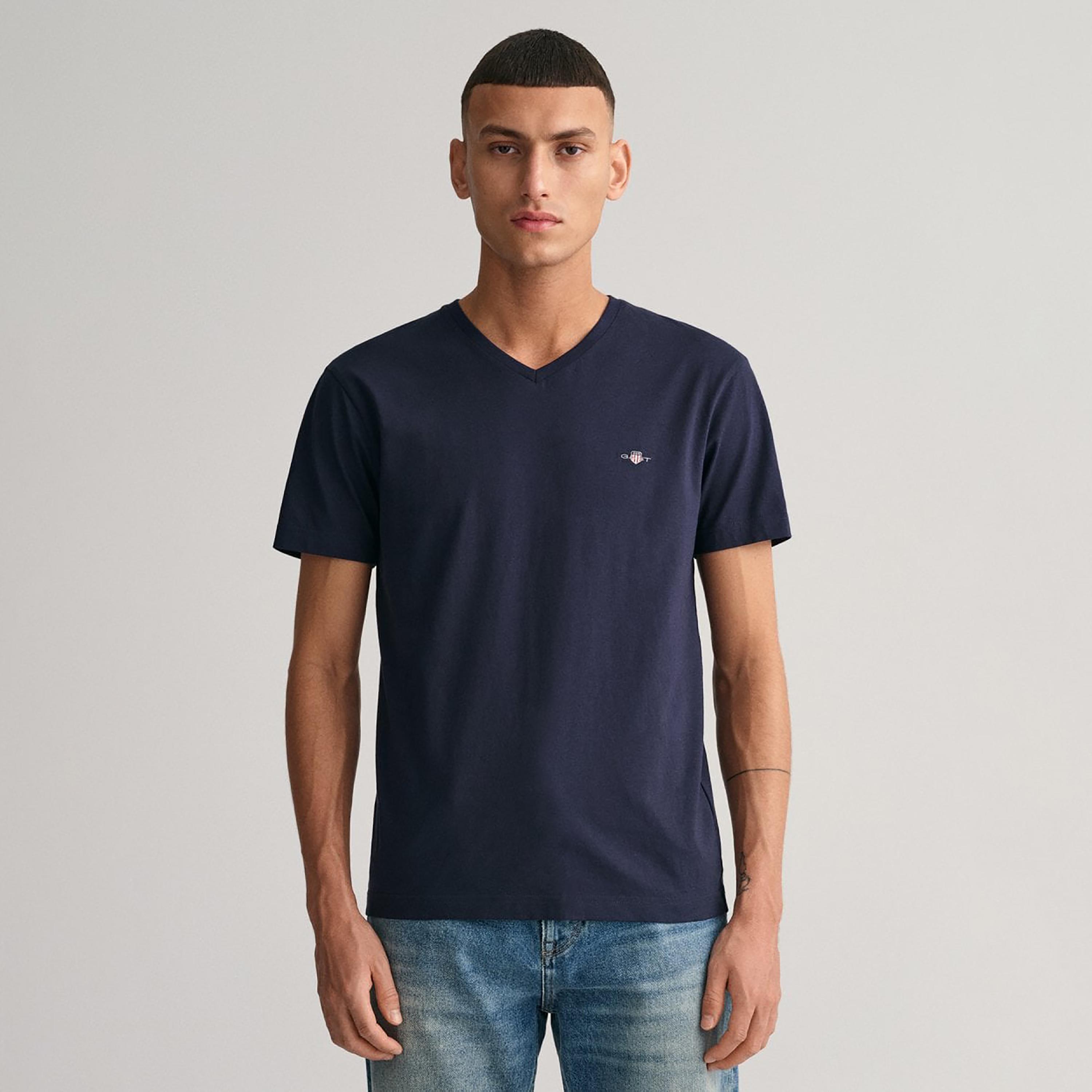 Gant Shield Slim Fit Short Sleeves V-Neck Men's T-Shirt-men-clothing-tshirtsandpolos-tshirts-image-1