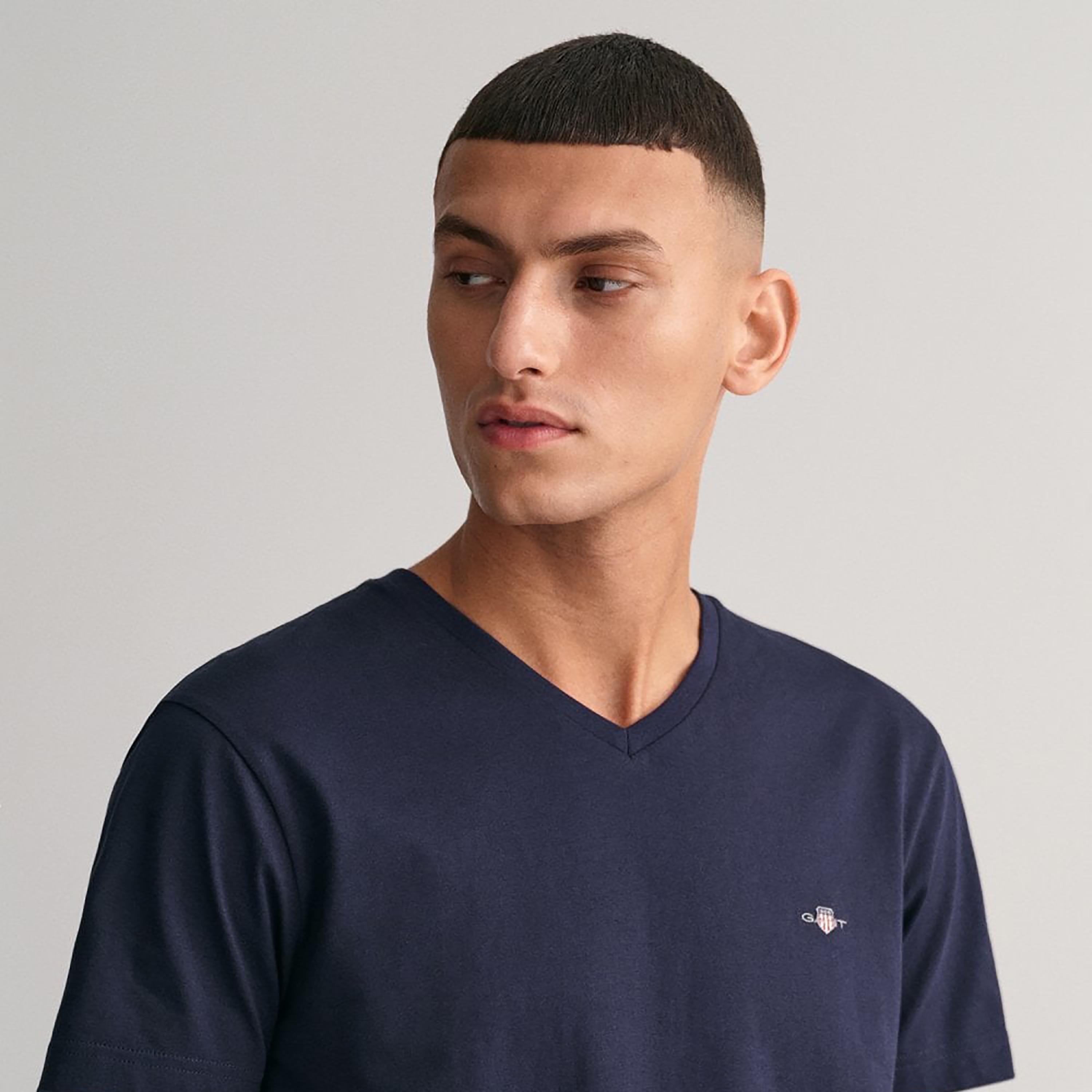 تي-شيرت جانت لوجو بأكمام قصيرة والرقبة الخامسة-men-clothing-tshirtsandpolos-tshirts-image-3