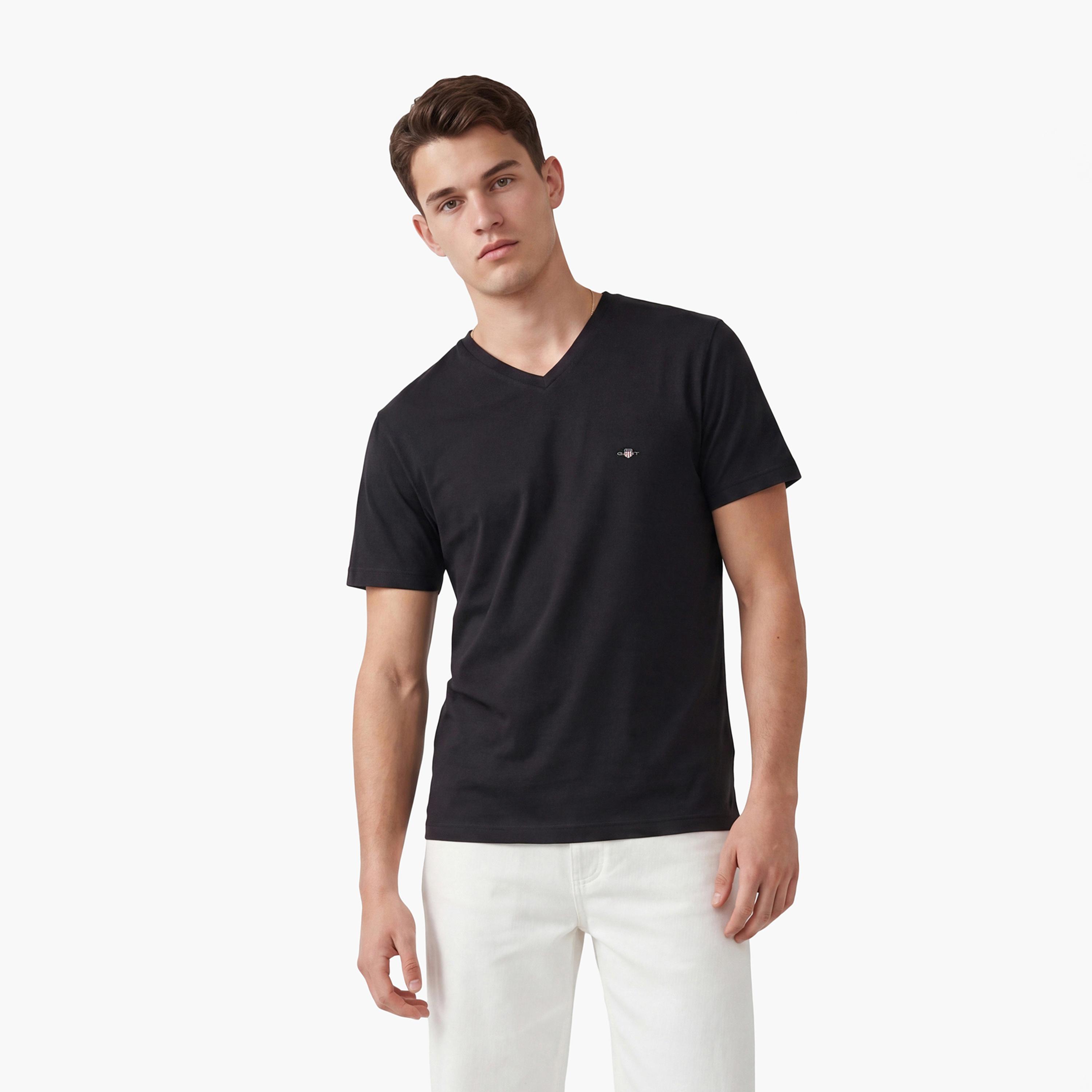 Gant Shield Slim Fit Short Sleeves V-Neck Men's T-Shirt-men-clothing-tshirtsandpolos-tshirts-image-1