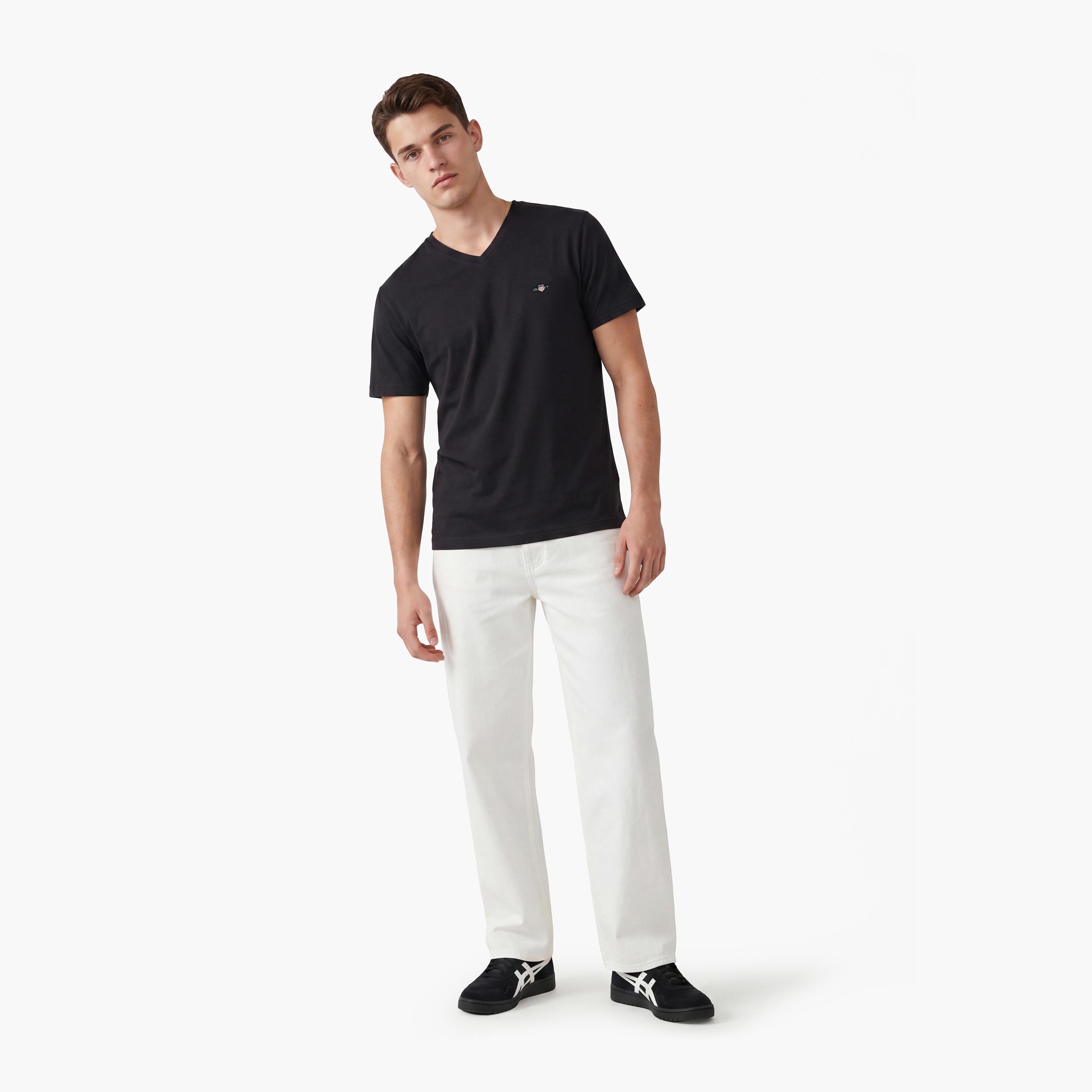 Gant Shield Slim Fit Short Sleeves V-Neck Men's T-Shirt-men-clothing-tshirtsandpolos-tshirts-image-2