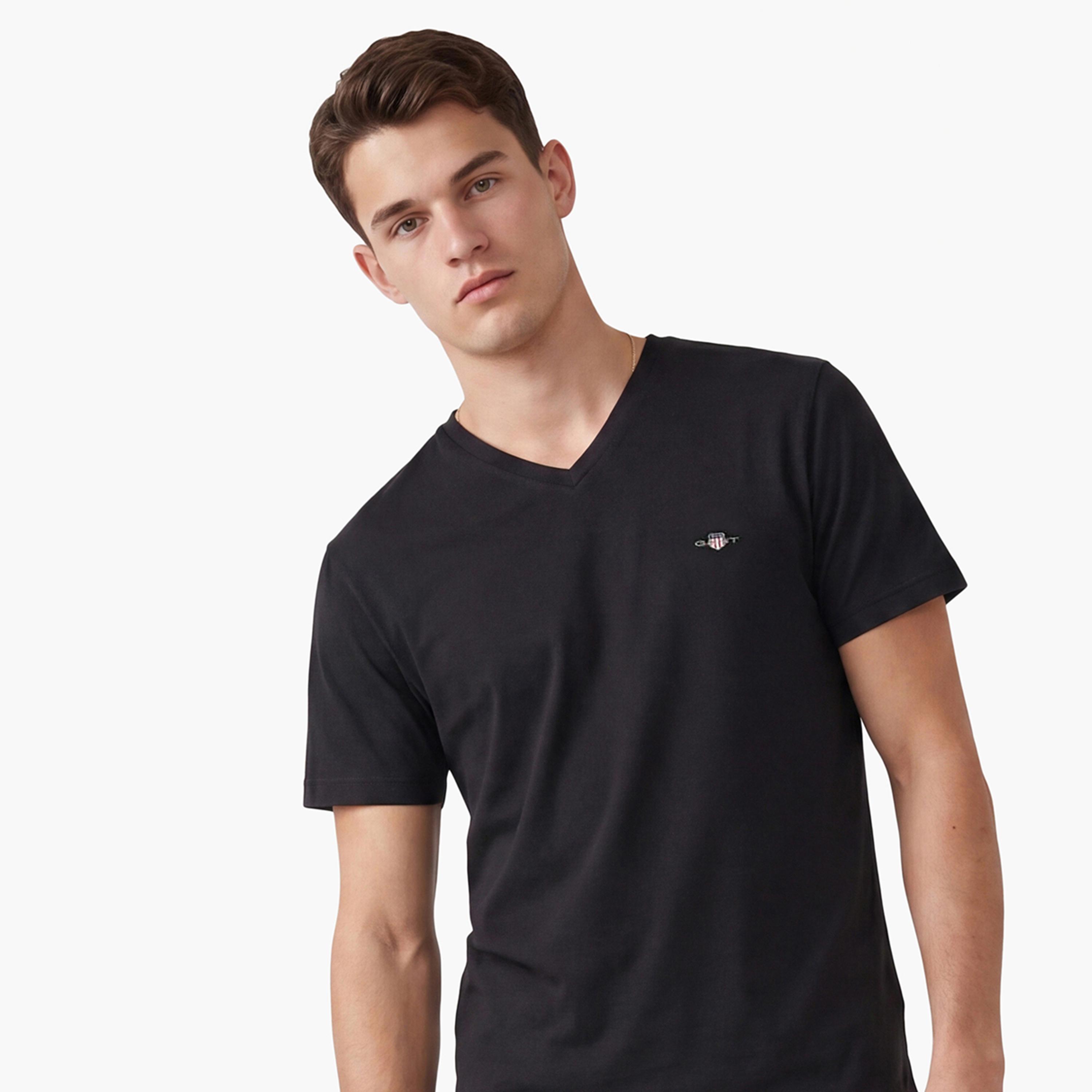 Gant Shield Slim Fit Short Sleeves V-Neck Men's T-Shirt-men-clothing-tshirtsandpolos-tshirts-image-4
