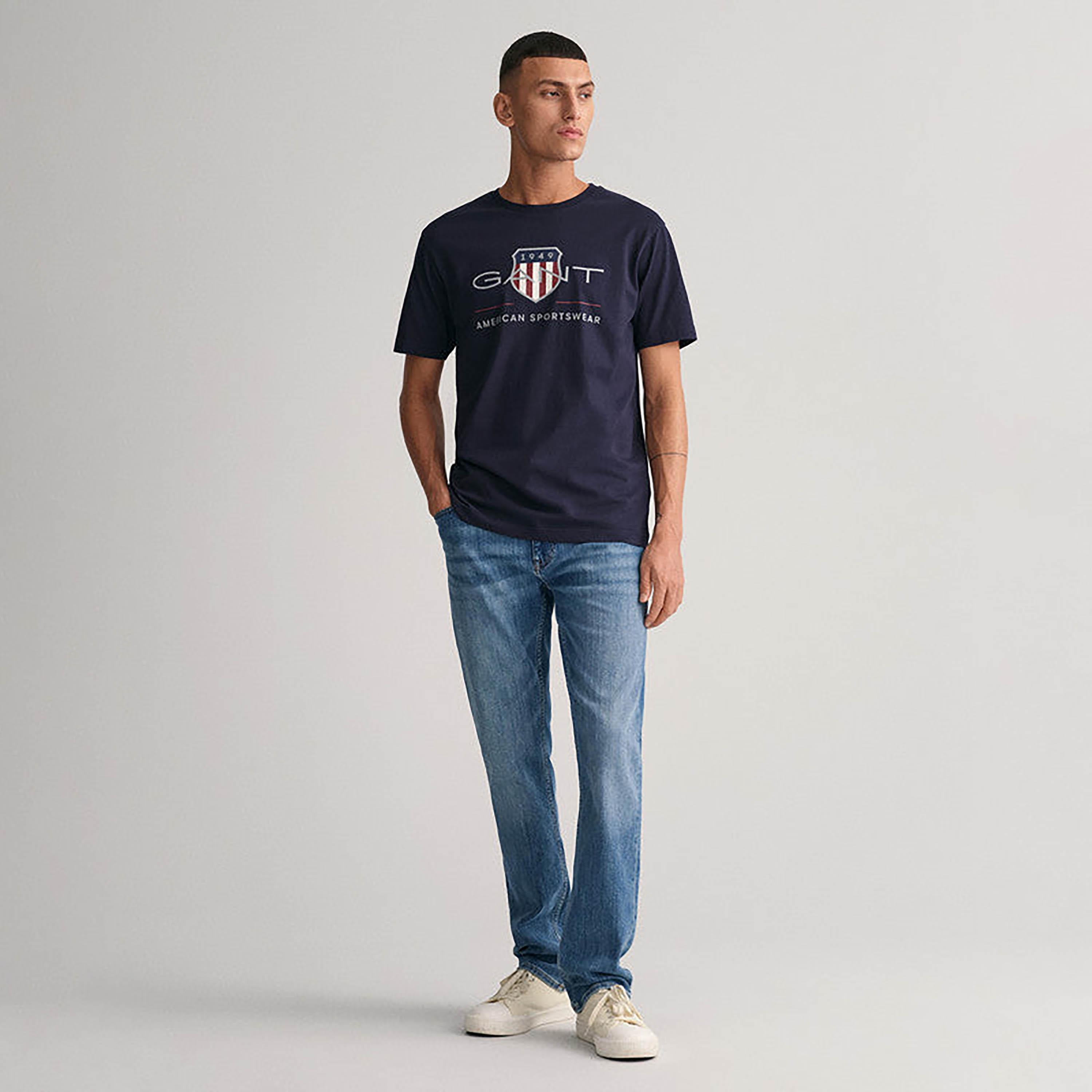 Gant Shield Logo Print Round Neck Short Sleeves Men's T-Shirt-men-clothing-tshirtsandpolos-tshirts-image-2