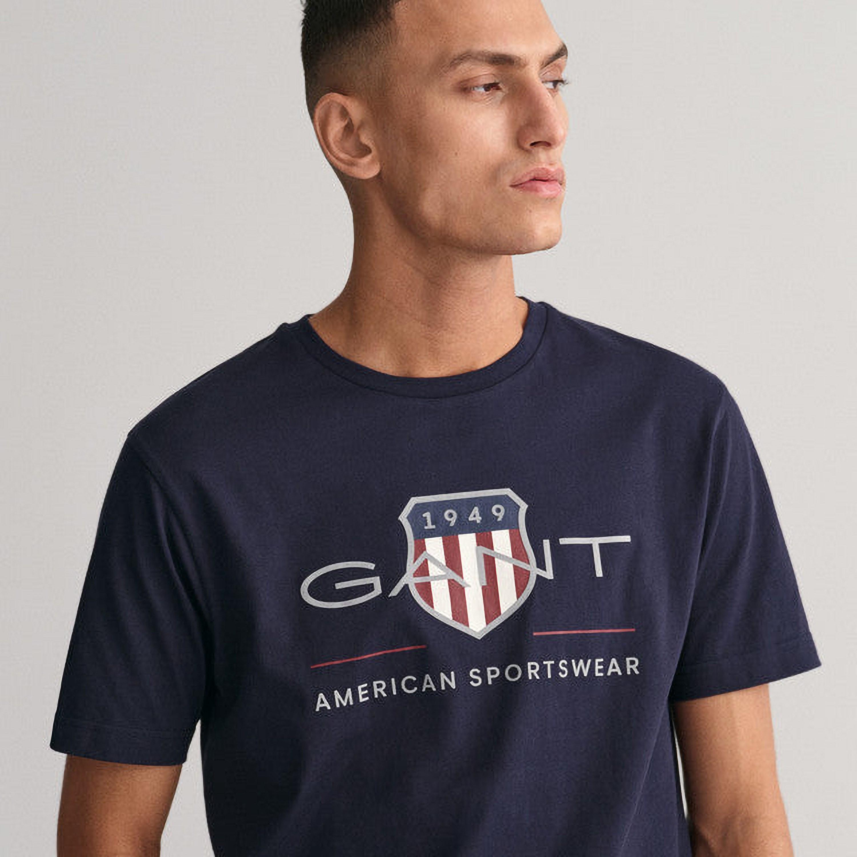 Gant Shield Logo Print Round Neck Short Sleeves Men's T-Shirt-men-clothing-tshirtsandpolos-tshirts-image-3